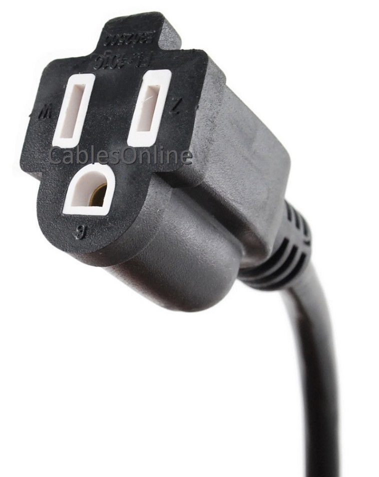 CablesOnline 3ft Right-Angle Flat Plug AC Power Extension , NEMA 5-15P to 5-15R