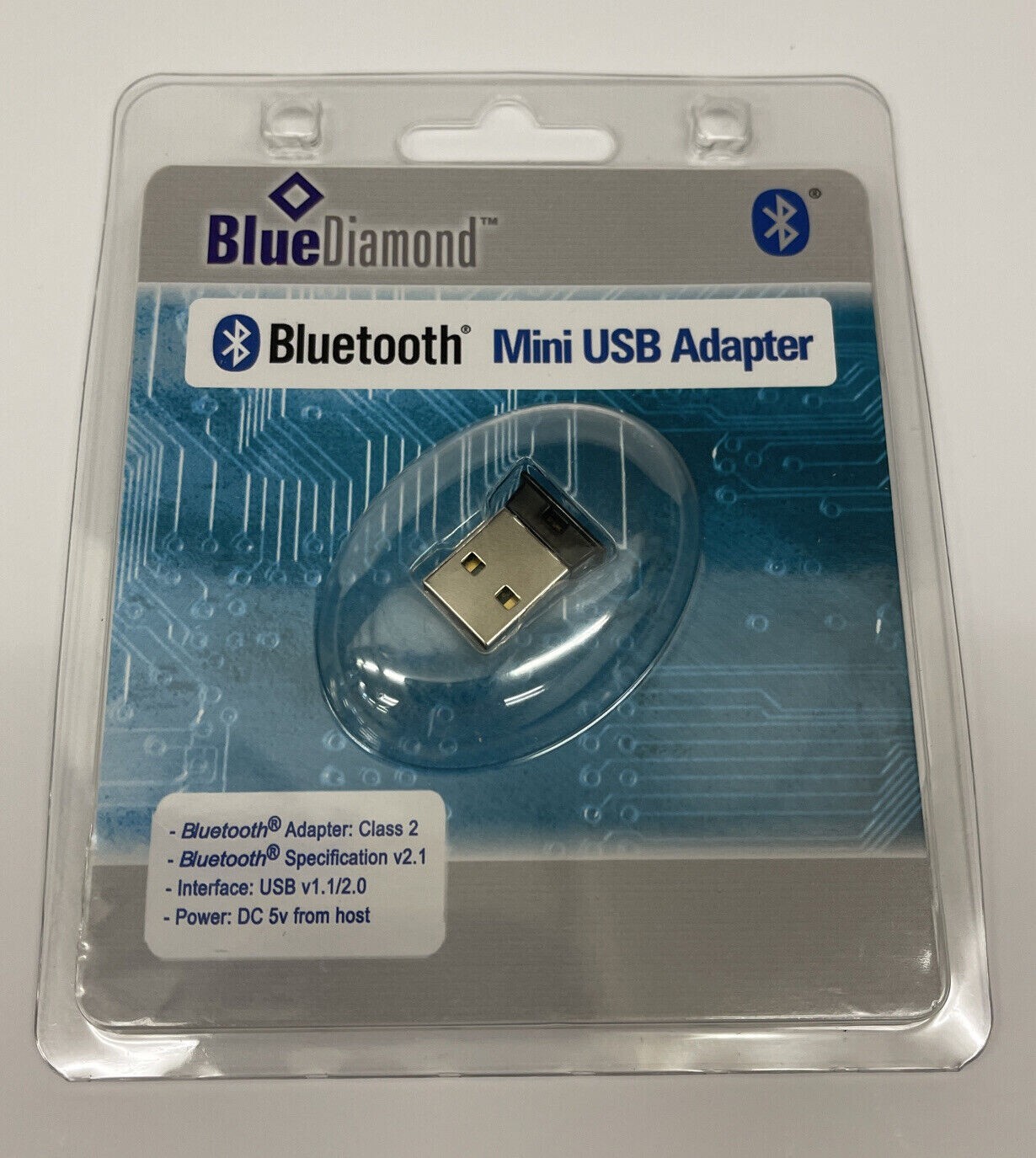 Bluetooth Mini USB Adapter Blue Diamond Class 2 Spec v 2.1 USB v1. 1/2.0