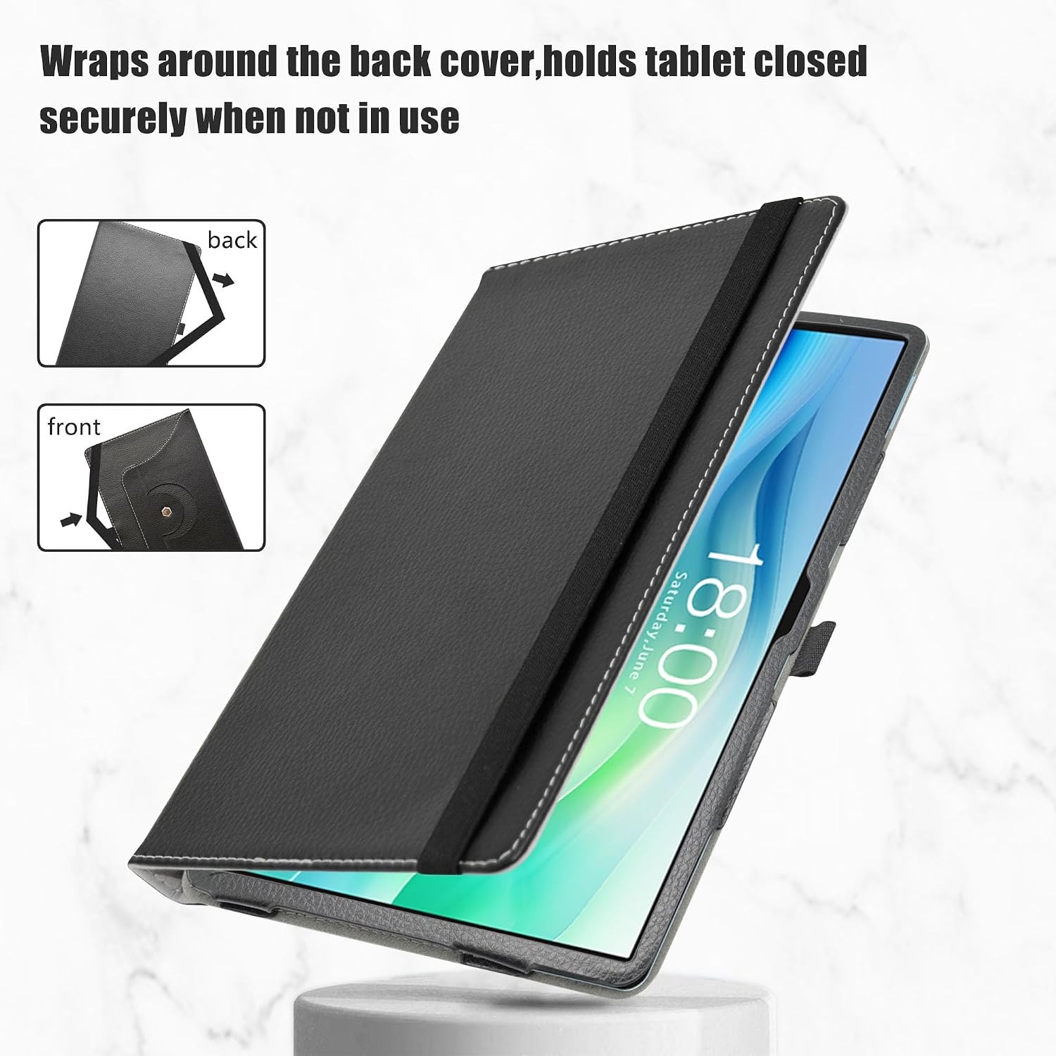Case for TECLAST P50 11″ Tablet, 360 Degree Rotation Stand PU Cover, Black