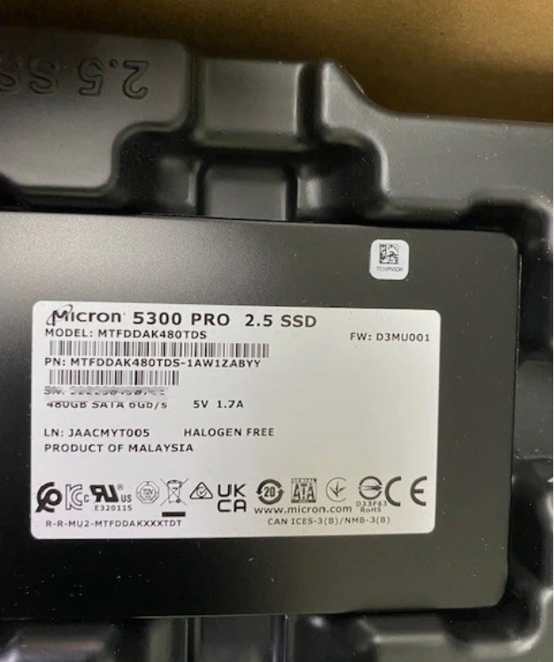 Micron 5300 PRO 480GB TLC SATA 6Gb/s 2.5″ SSD MTFDDAK480TDS NEW