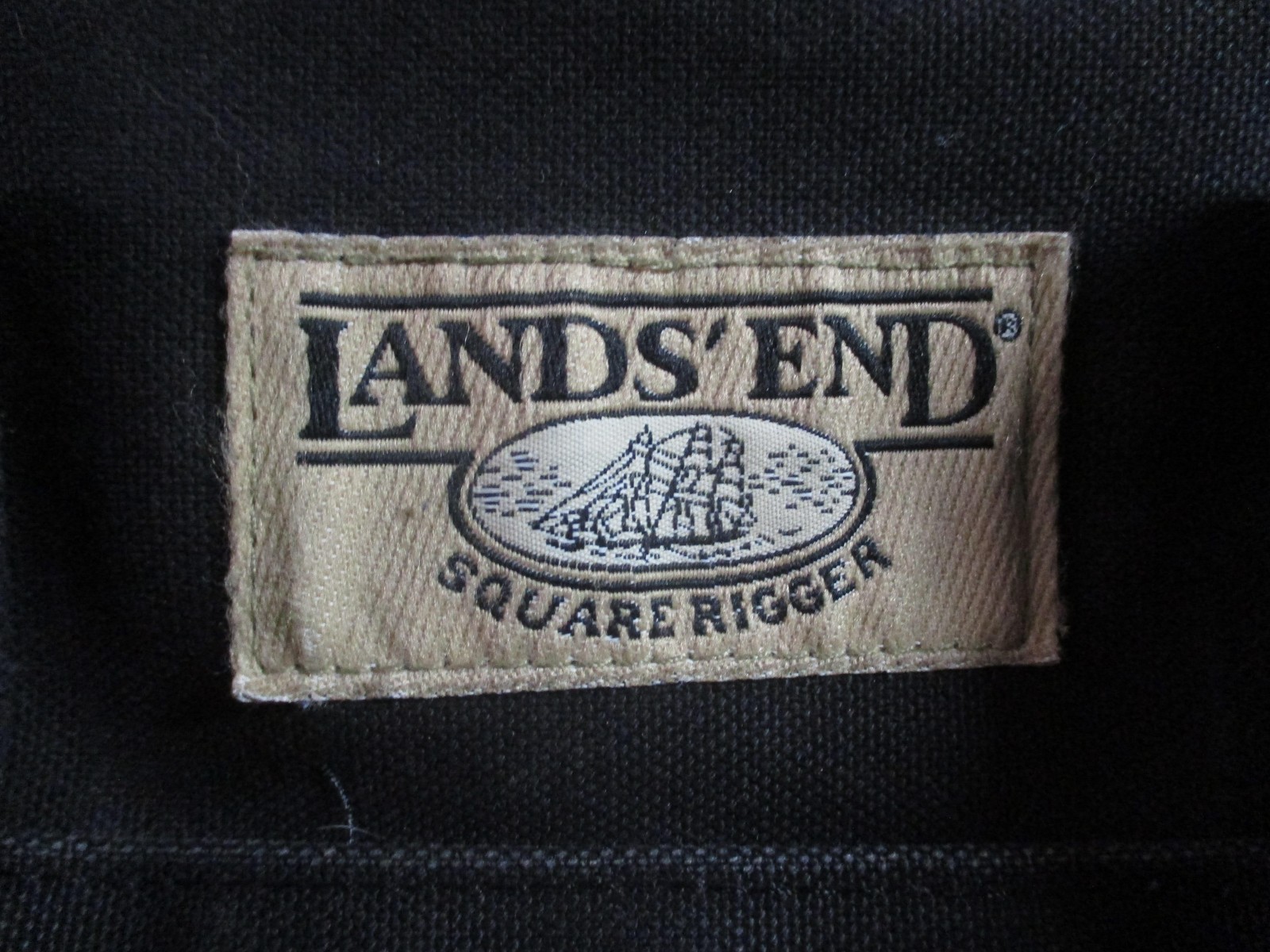 Vintage Lands’ End Square Rigger Black Canvas Laptop Briefcase Padded Strap Bag
