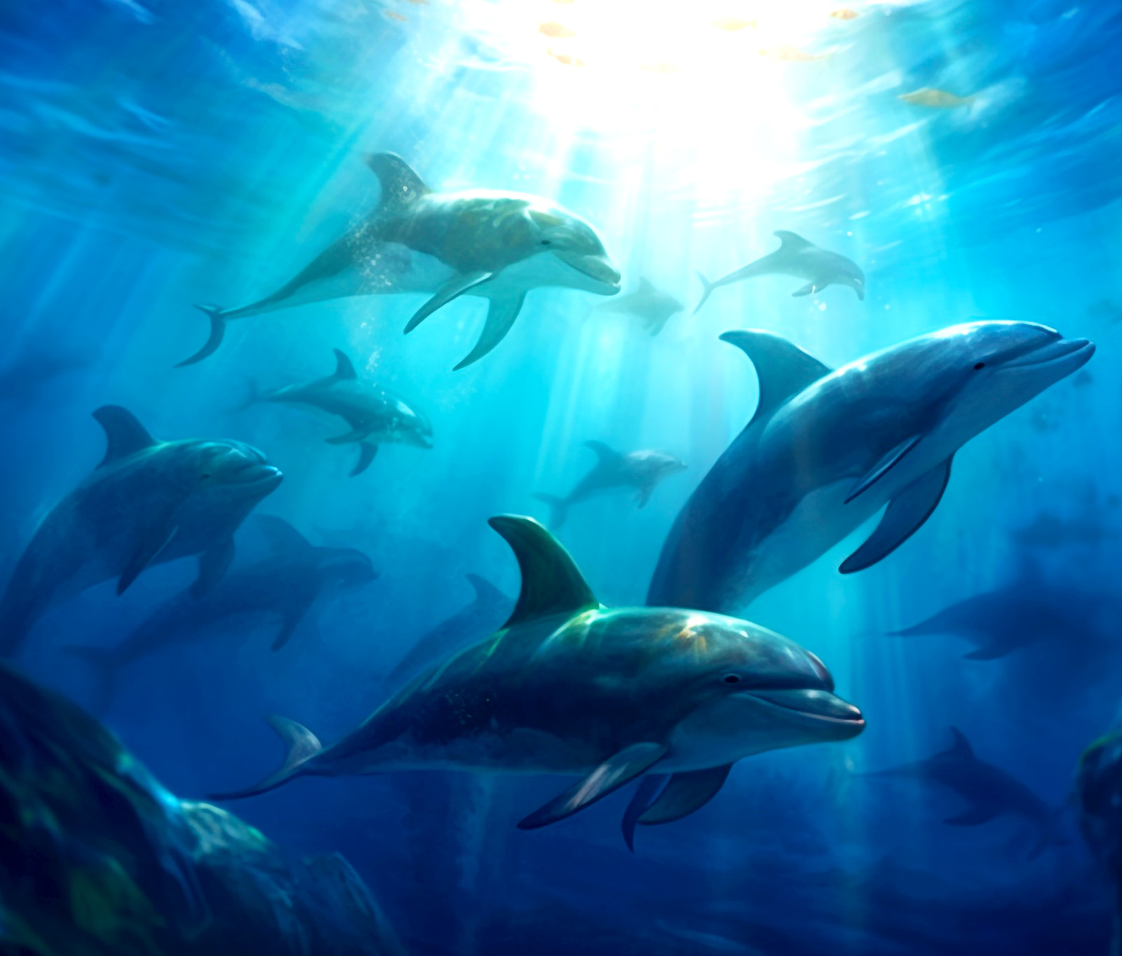 DOLPHINS SUNLIGHT OCEAN BLUE COMPUTER MOUSE PAD 9.25 X 7.34 IN. HOME DECOR