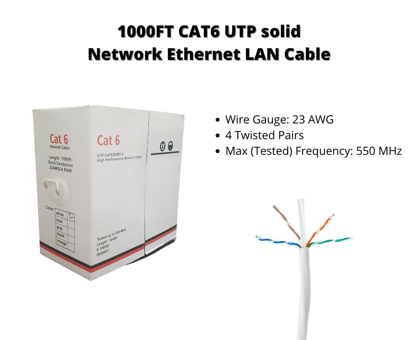 1000 Feet CAT6 Network Ethernet Cable Crimping Tool 10 PCS RJ45 Connectors