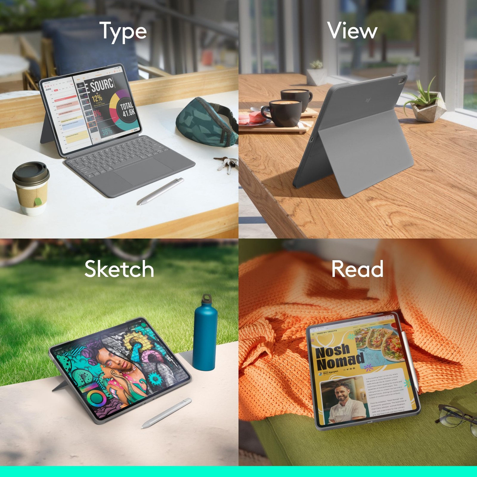 Logitech – iPad Air 13-inch Keyboard Case with Detachable Keyboard and Trackpad
