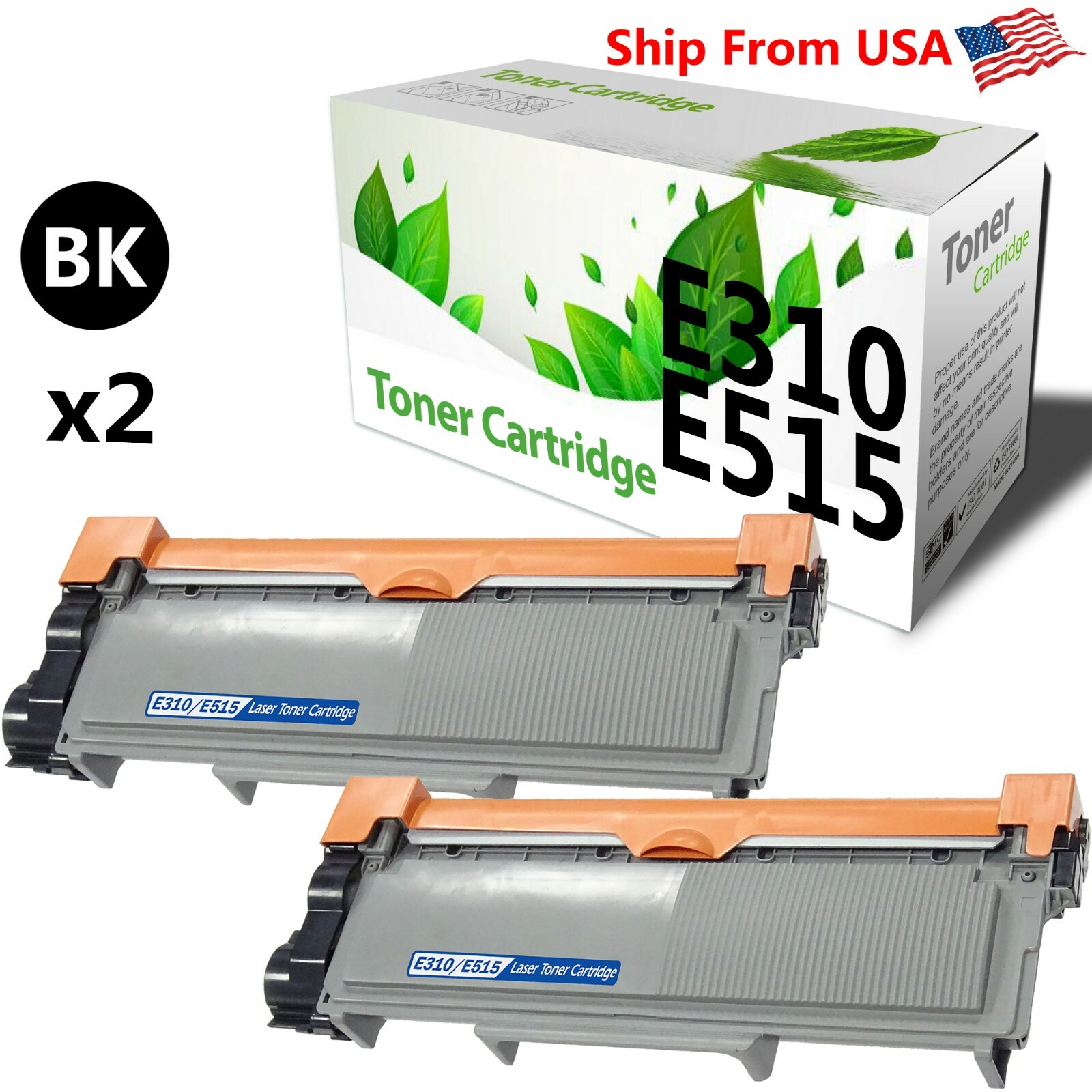 2 Pack E310 E515 593-BBKD Toner Cartridge For Dell E310dw E515dw Printers