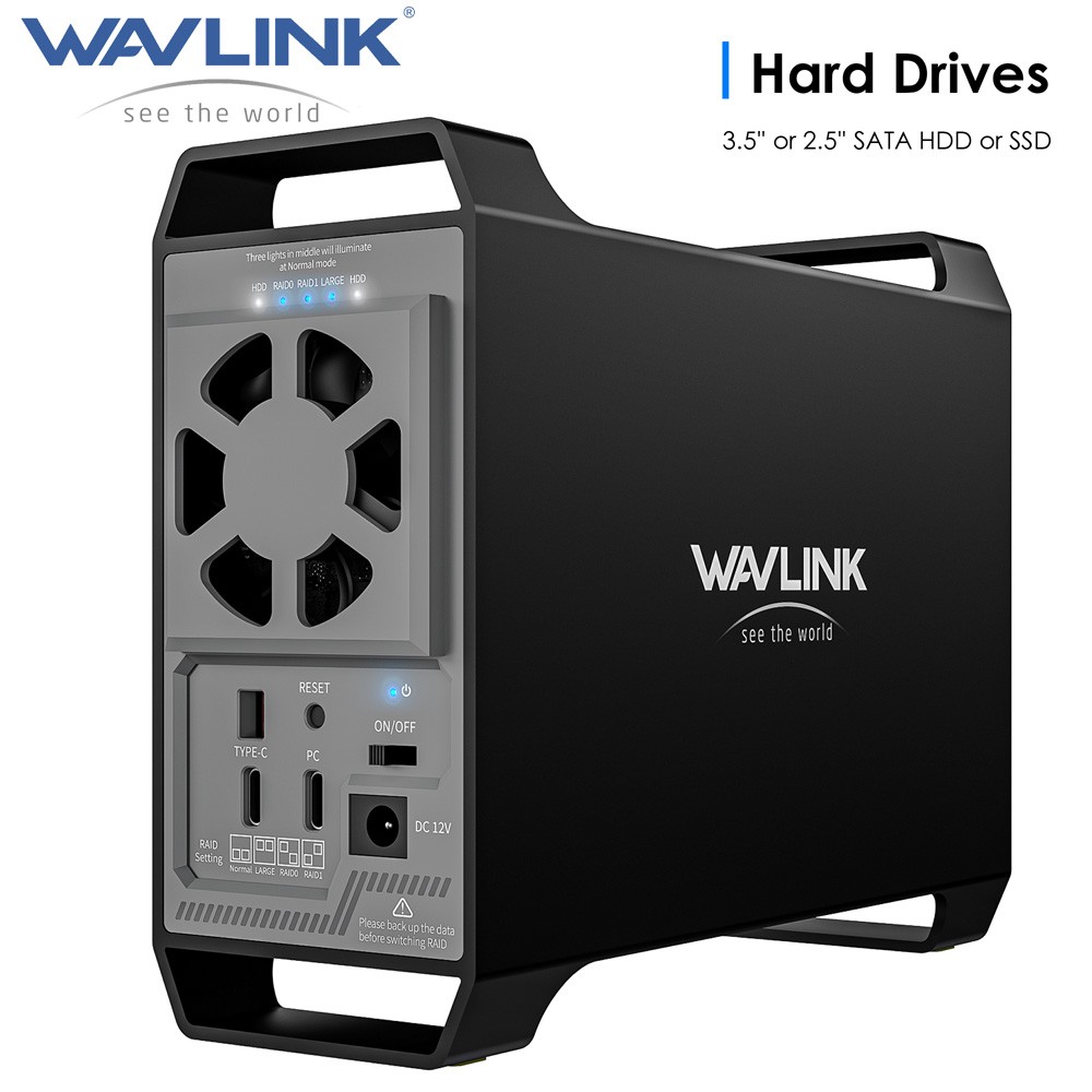 Hard Drive Enclosure 3.5″/2.5” SATA HDD/SSD Dock USB-C/A SATA RAID 44TB/32TB