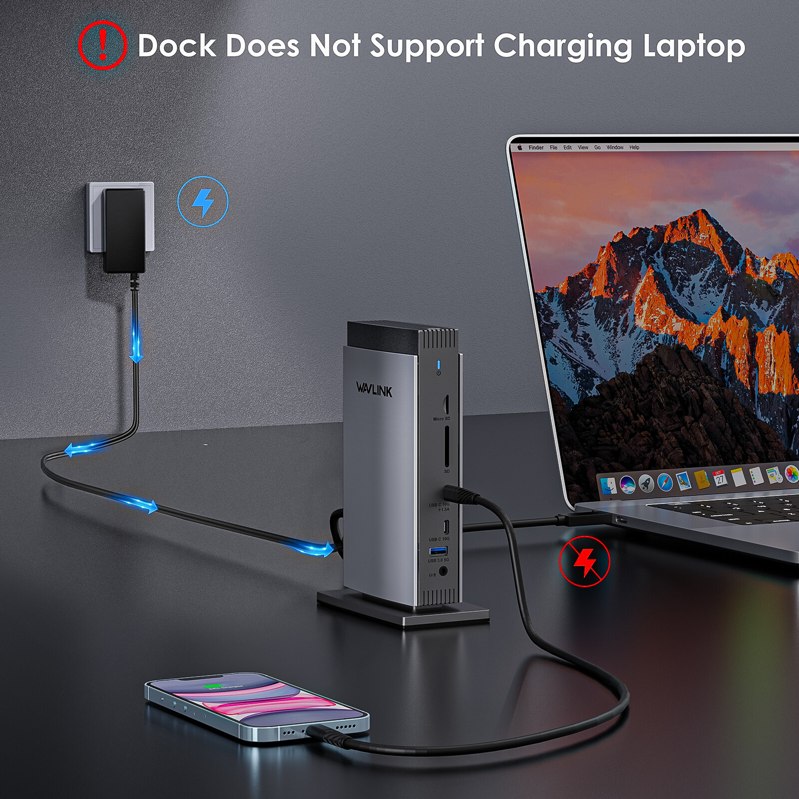 15-in-1 USB-C Docking Station Triple 4K@60Hz 10Gbps Ports Mac/Windows/Android