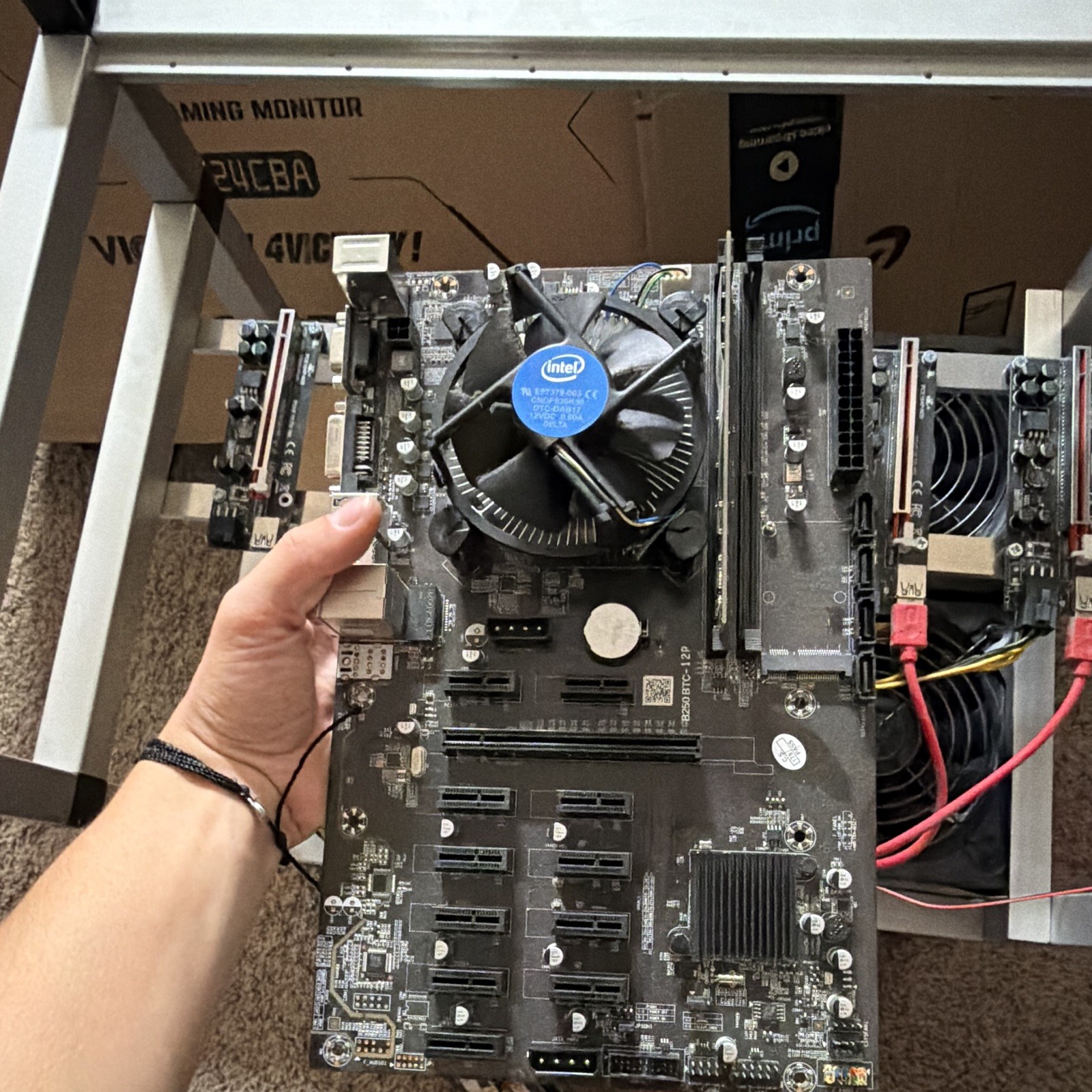 MiningCave 12 GPU Open-Frame Mining Rig Frame w/ 2x1600W MiningCave 80 Plus Gold