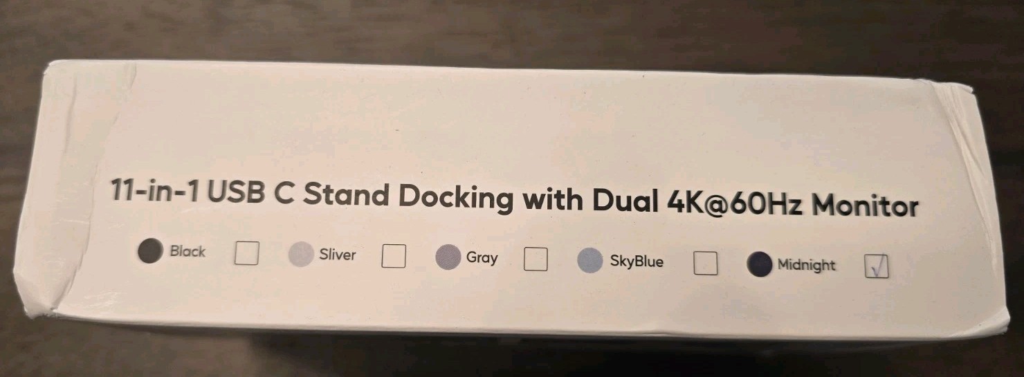 New – Pulwtop MacBook Docking Station Dual Monitor 4K@60Hz, Vertical (Midnight)