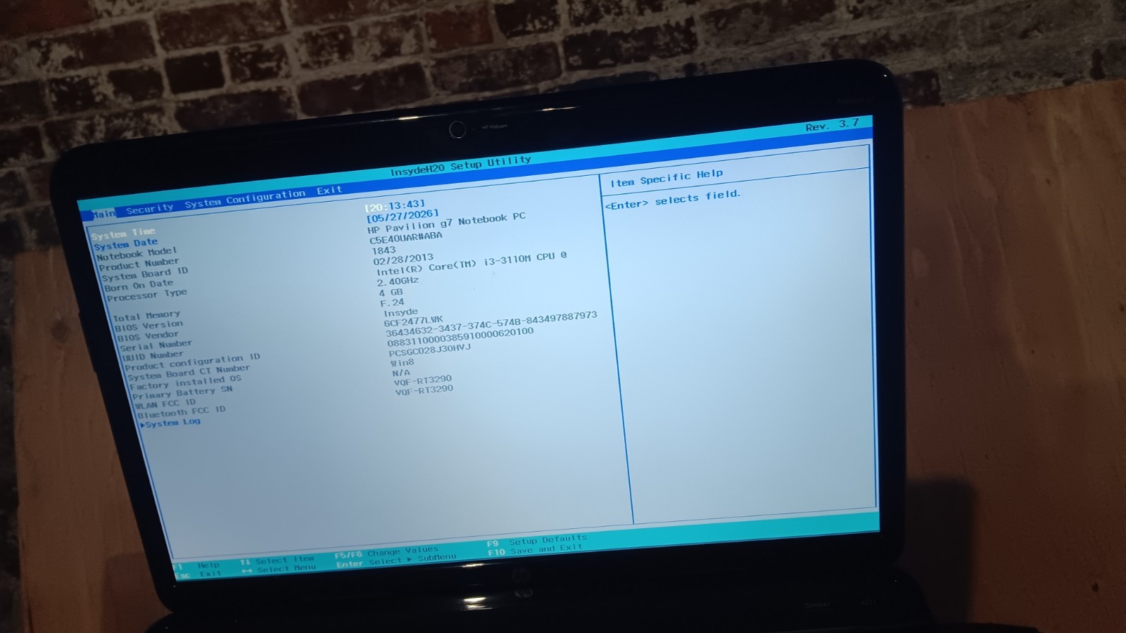 17.3″ HP Pavilion g7 Laptop Core i3-3110M @ 2.40 GHz 17.3″ LCD Screen AC Adapter