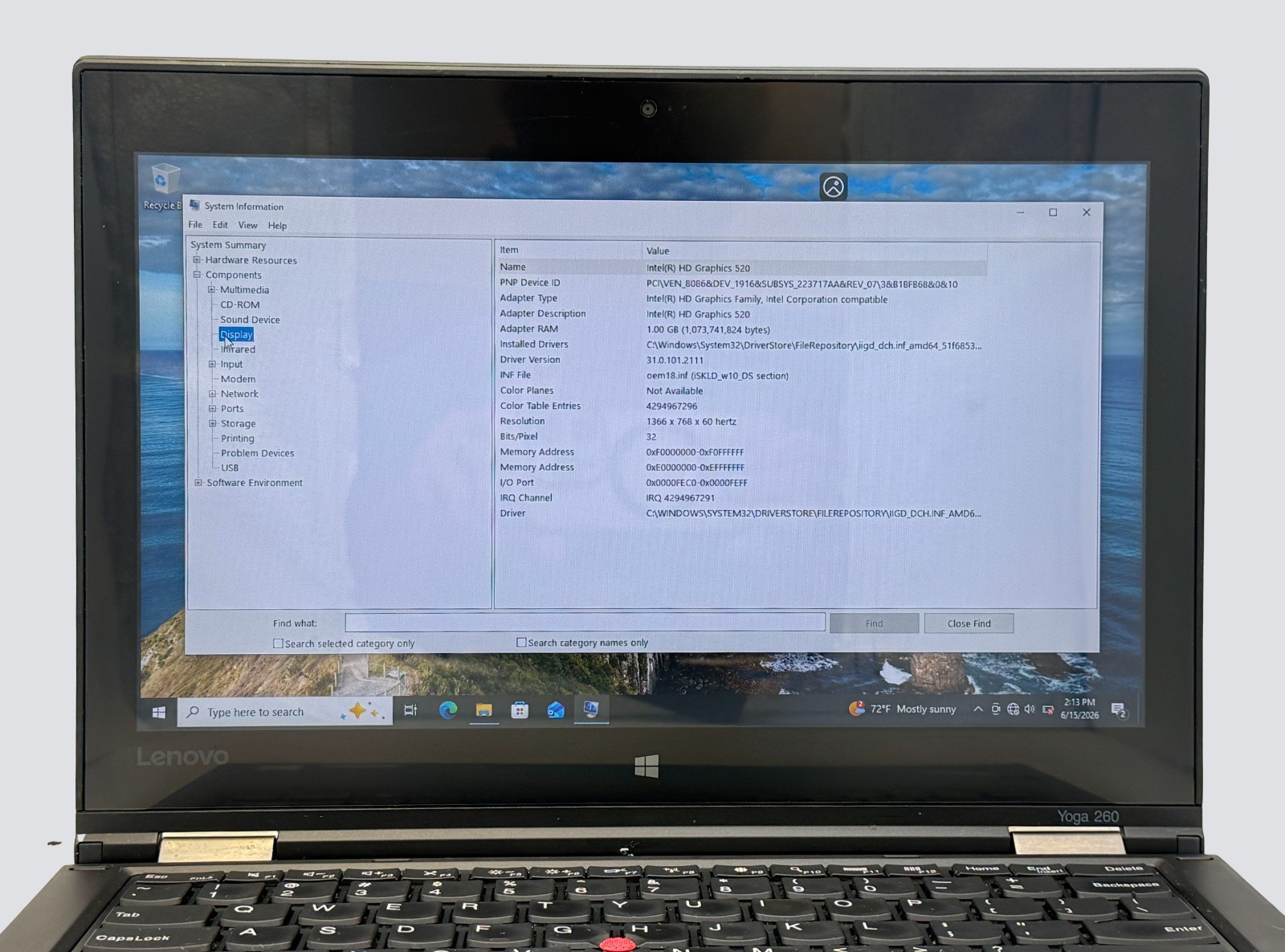 Lenovo Thinkpad Yoga 260(2in1) i5-6200u 2.3GHz 8GB RAM 128GB HD-Touch-BH: 62.4%