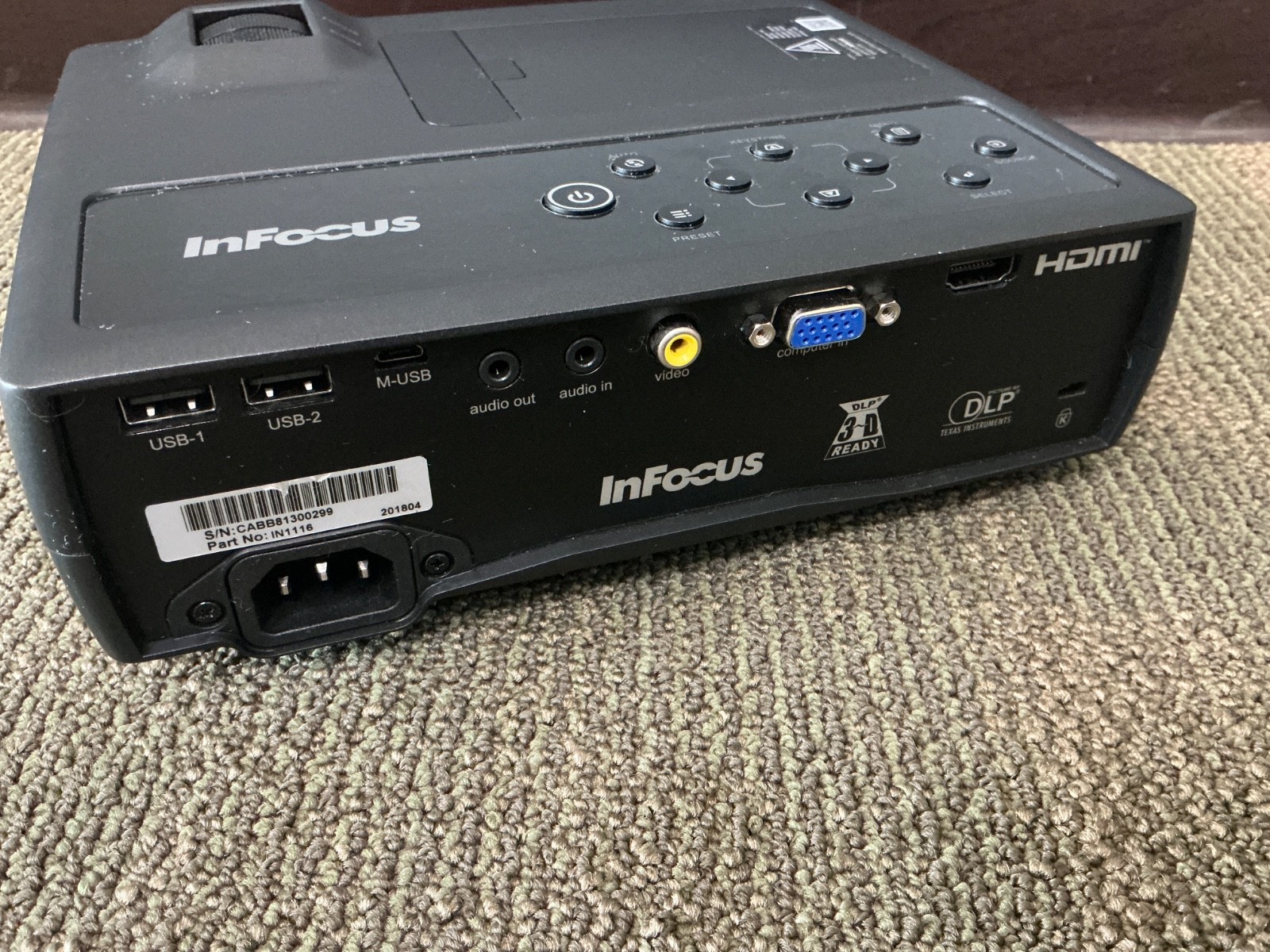 InFocus IN1116 DLP Projector Portable HDMI