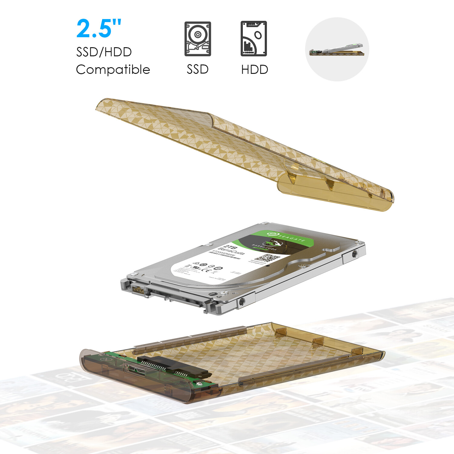 2.5″ Hard Drive External 7mm/9.5mm SATA HDD/SSD Enclosure USB 3.0 to SATA