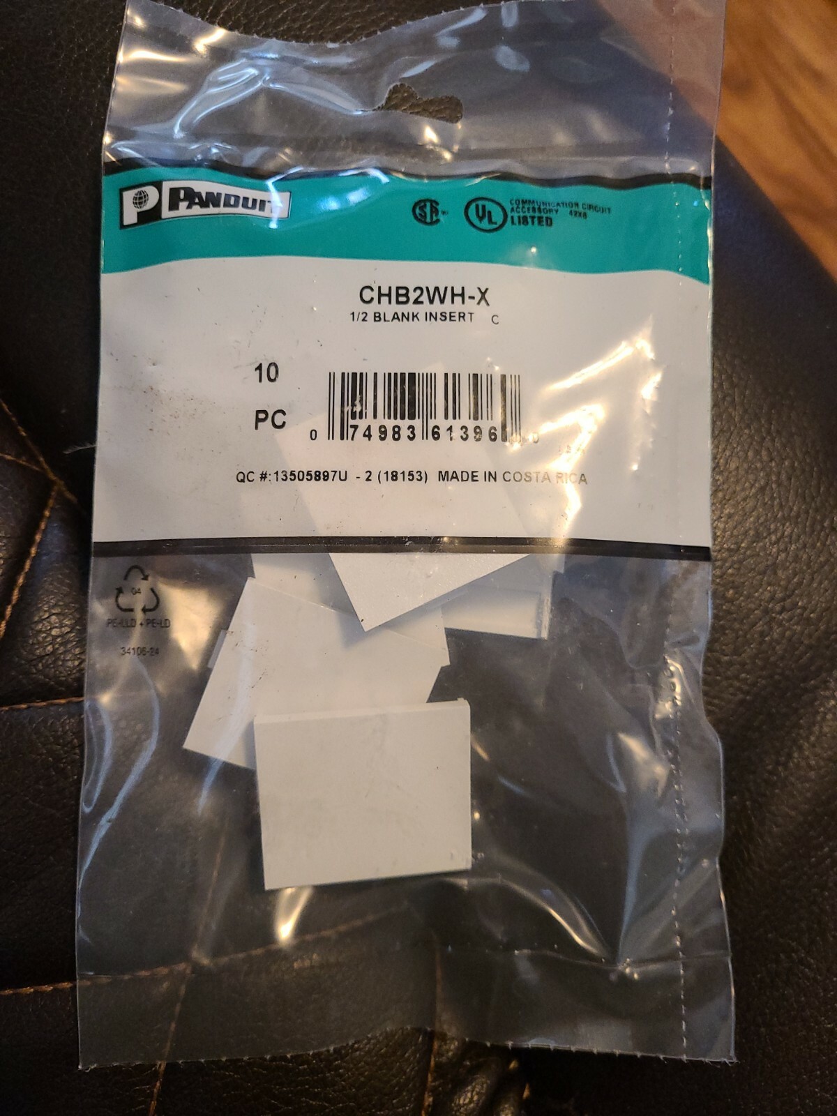 50 count of Panduit CHB2WH-X Pan-net Mini-com 1/2 Blank Insert New