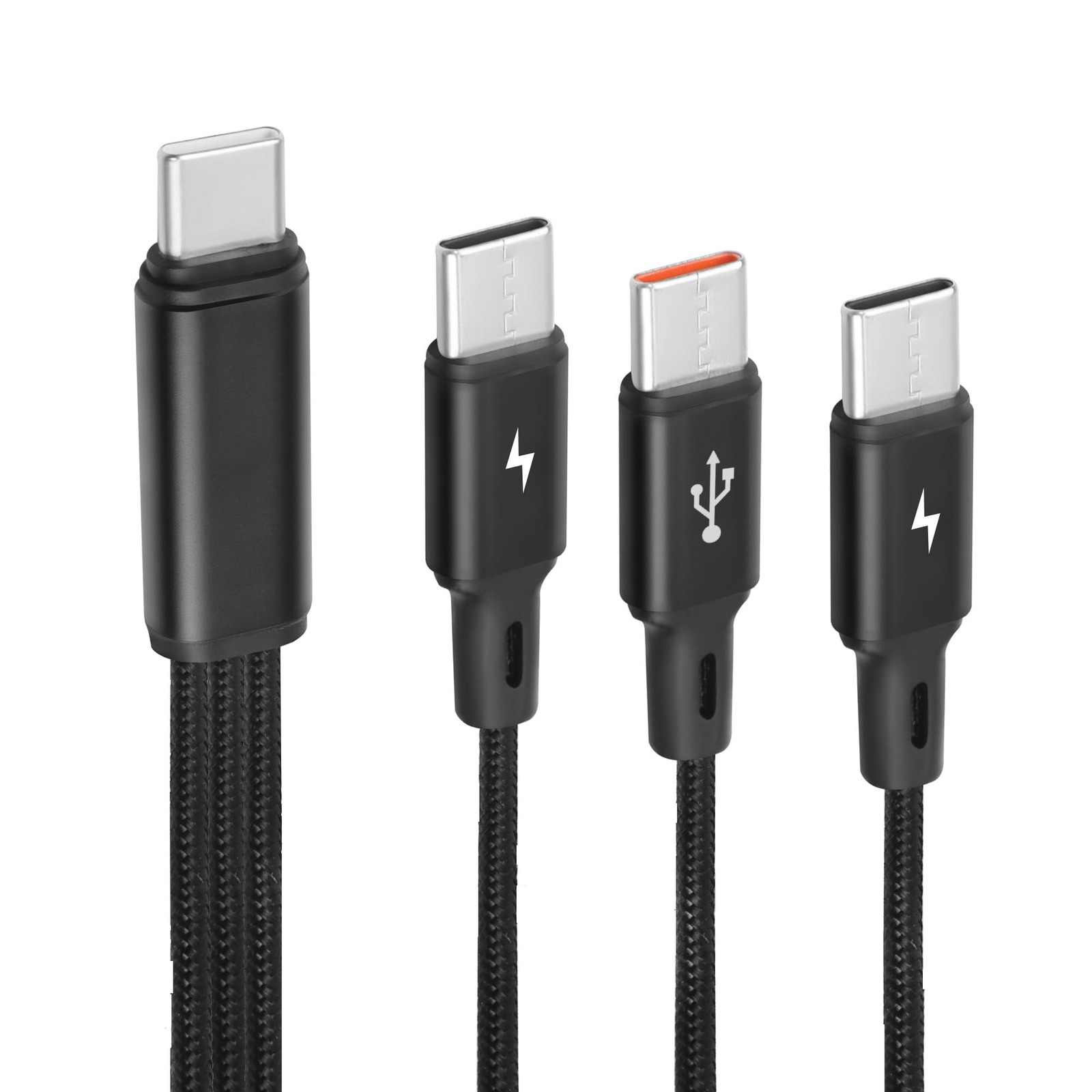 GELRHONR USB C Splitter Cable,USB C Male to 3 Type-C 1 pack 0.2 m, Black