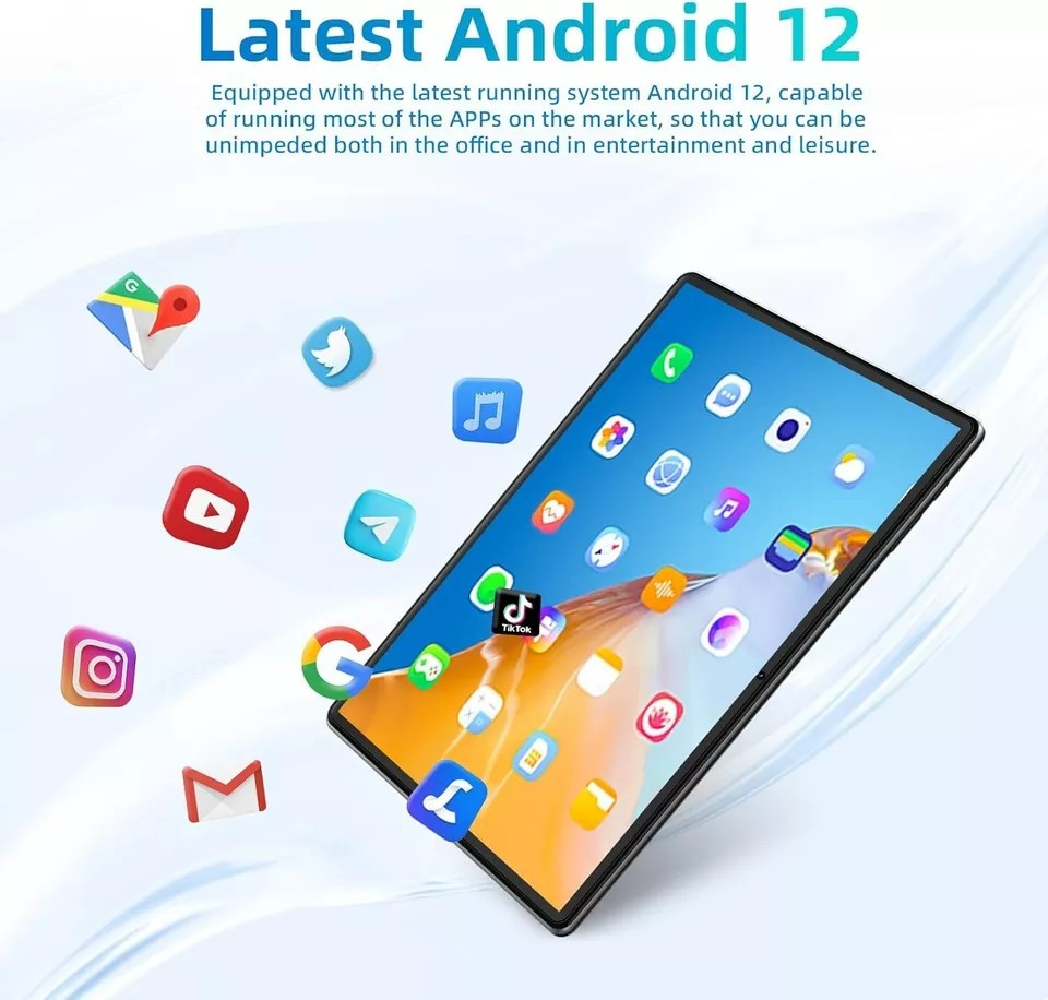 SGIN 10.1 inch Android 12 Tablet with 4GB RAM 64GB ROM TF Expand to 512GB HD IPS