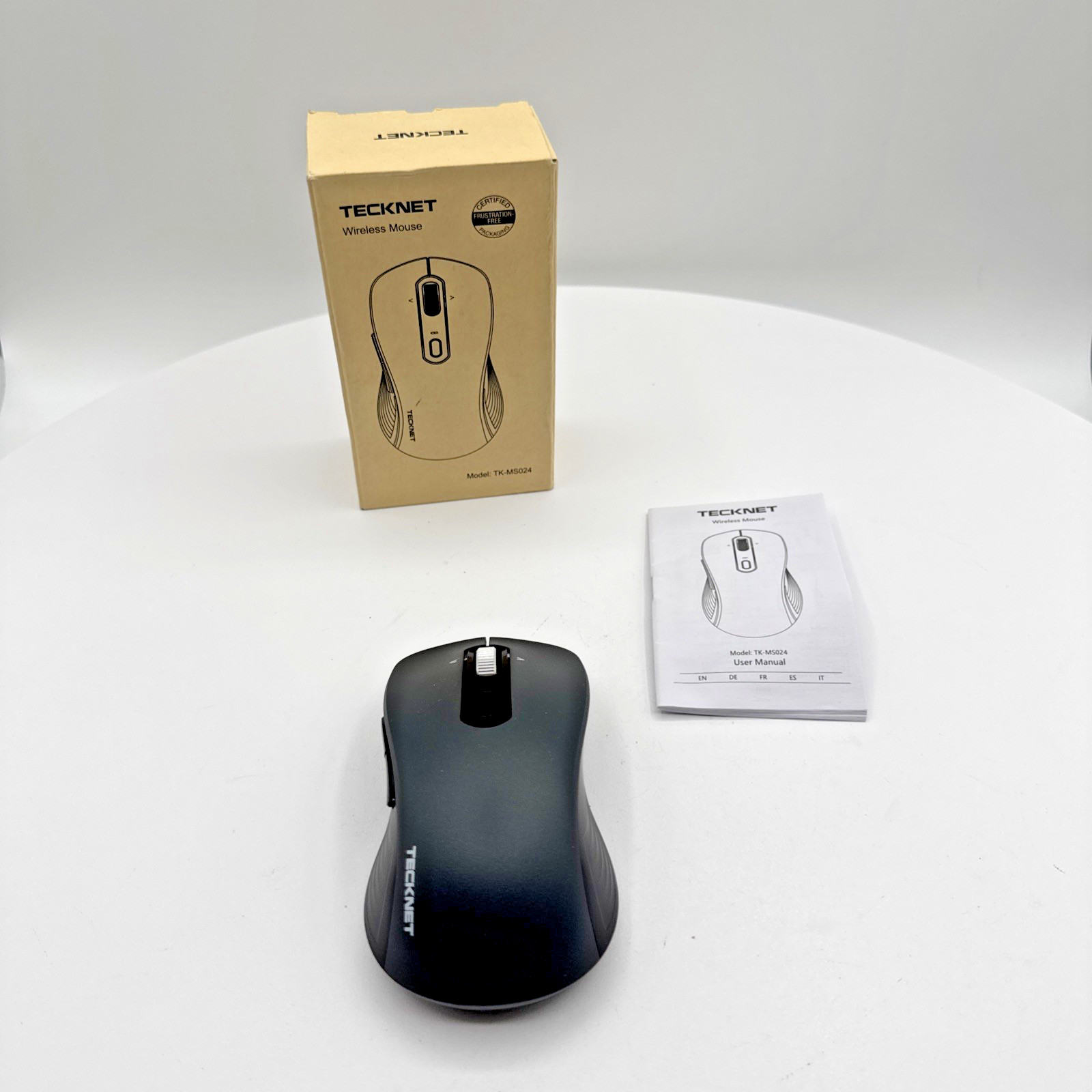 TECKNET Tri-Mode Bluetooth Wireless Mouse 4800 DPI Silent 6-Button 2.4GHz Gray