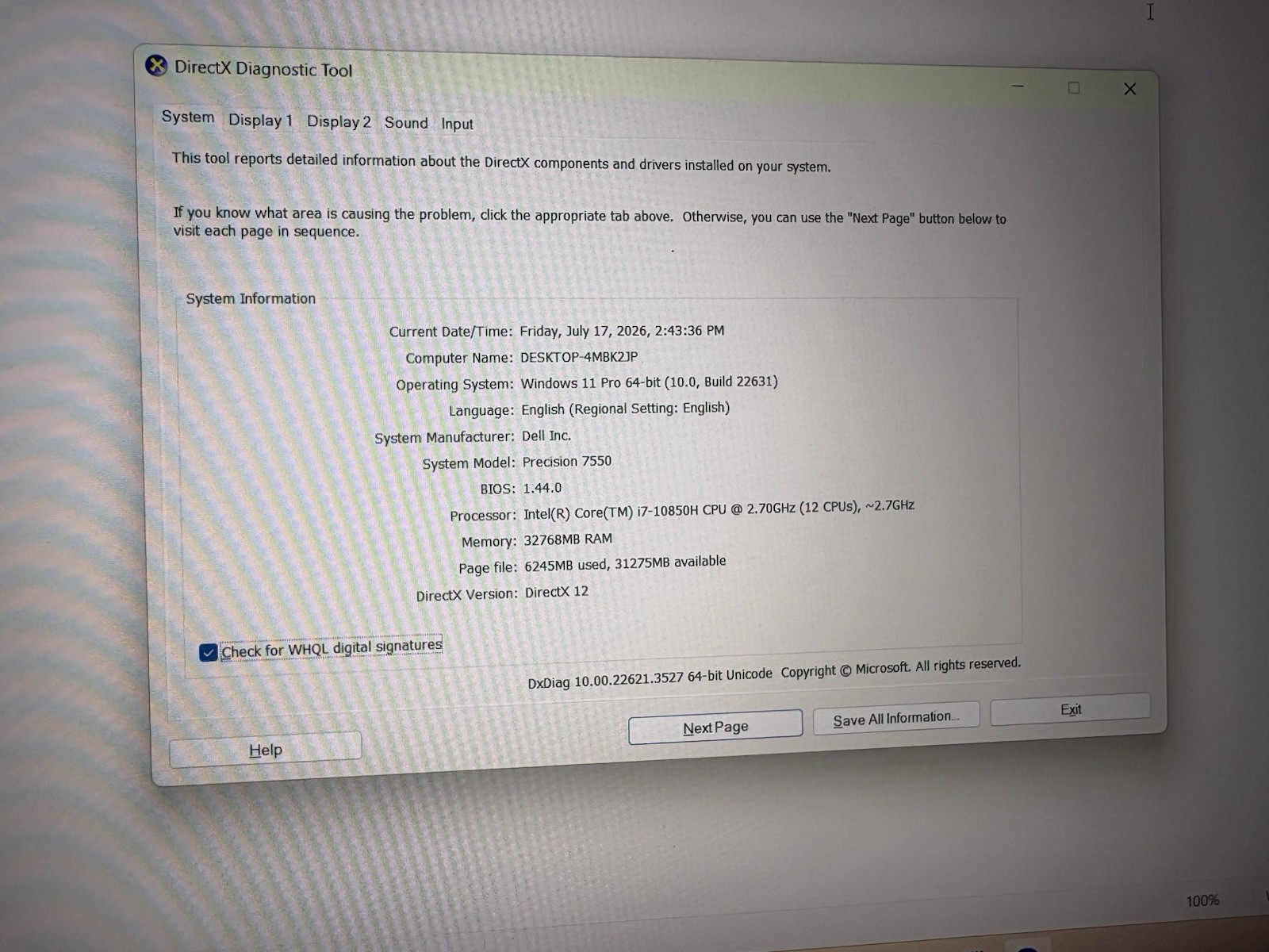 Dell Precision 7550 15.6″ i7-10850H 32GB 512GB SSD RTX 3000 W11 Pro
