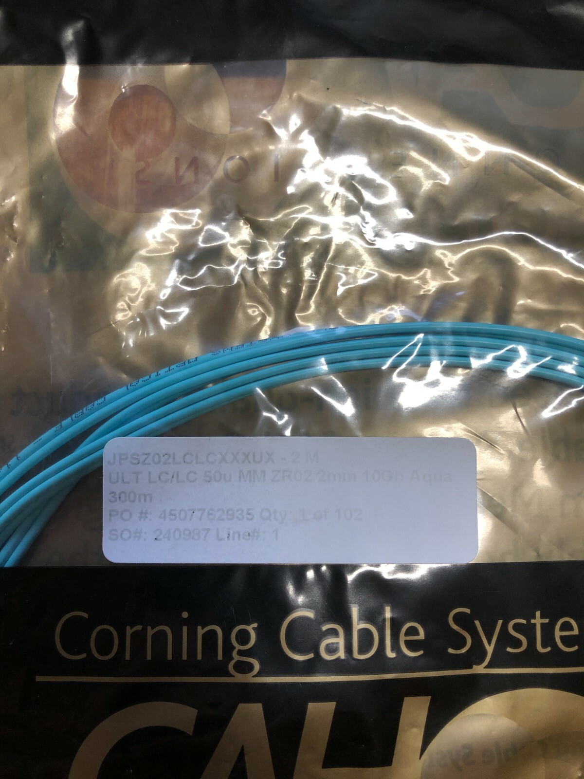 6ft 2m Fiber Optic Patch Cable LC to LC 2mm 10GB Blue Aqua **NEW** 6′