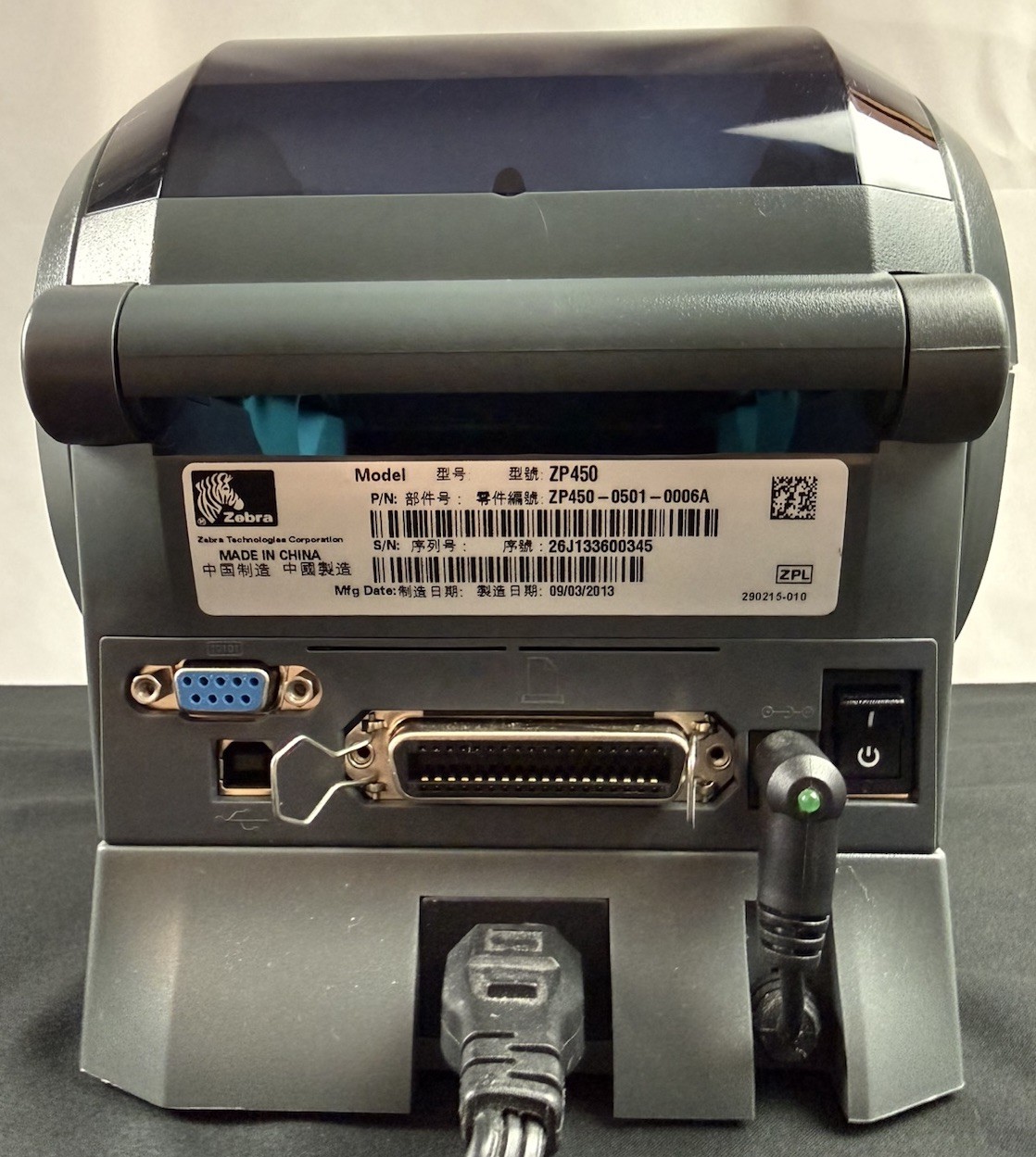 Zebra ZP450 Direct Thermal Label Shipping Barcode Printer USB – Read Description