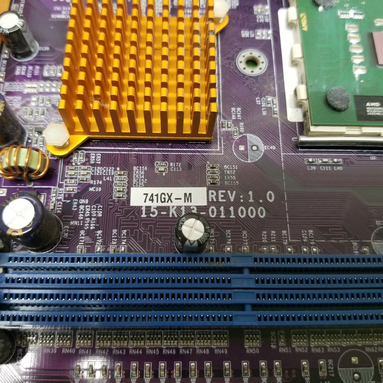 ECS 741GX-M REV: 1.0A SOCKET 462 MOTHERBOARD WITH SEMPRON 2200+ & Backplate