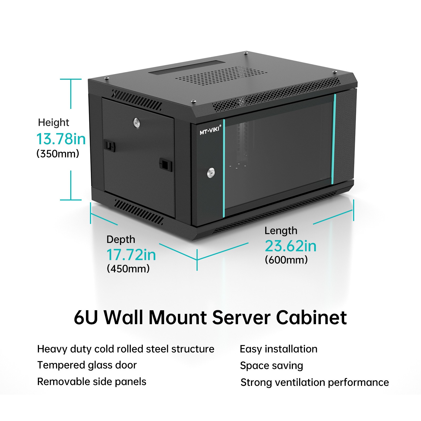 MT-VIKI 6U Wall Mount Server Cabinet Network Rack 17.7” Deep for 19” Equipment