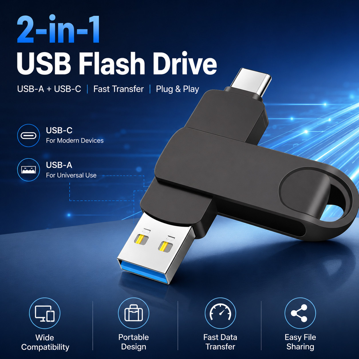 512GB USB Flash Drive Dual Type-C Memory Stick 2IN1 OTG Memory Stick