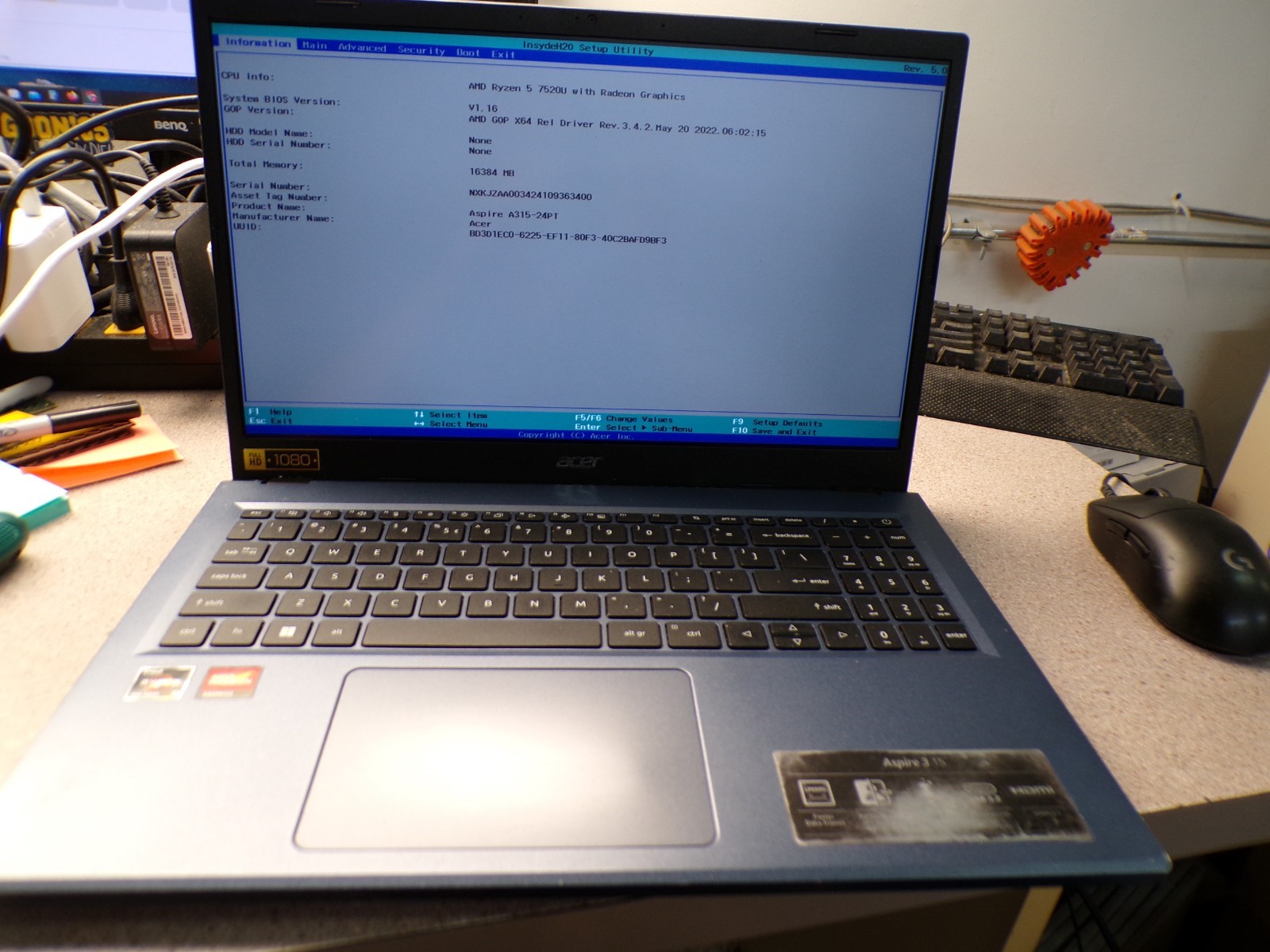 Acer Aspire 3 A315-24PT AMD Ryzen 5-7520U@2.80GHz 8GBLaptop #2388