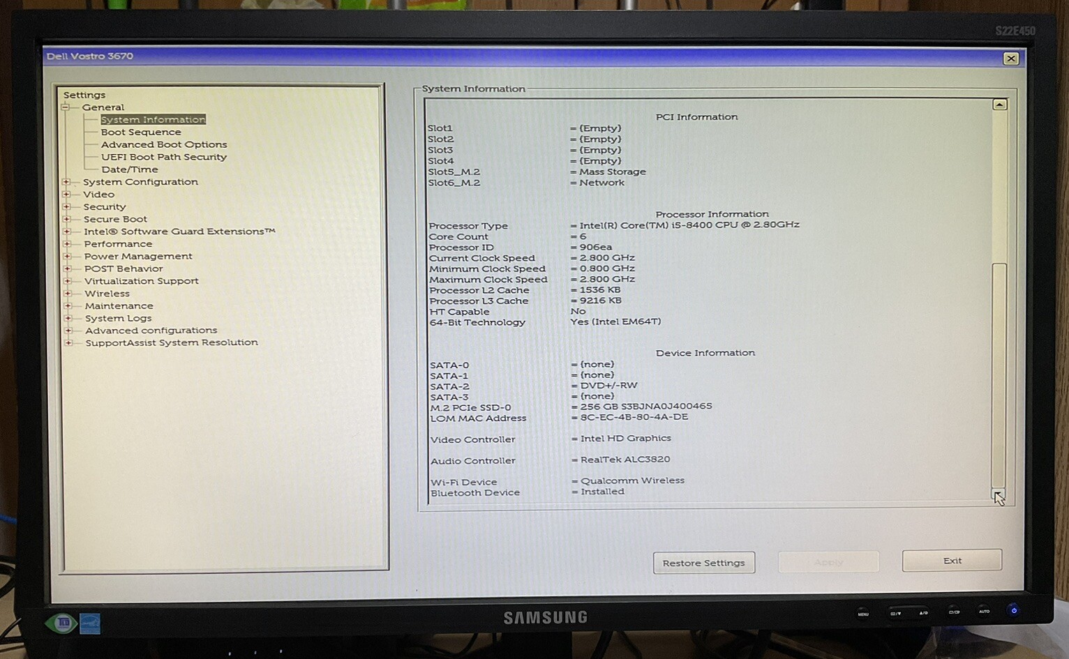 Dell Vostro 3670 (i5-8400, 2.80 GHz, 8 GB RAM, 256 GB M.2), Service Tag, 97N9KQ2
