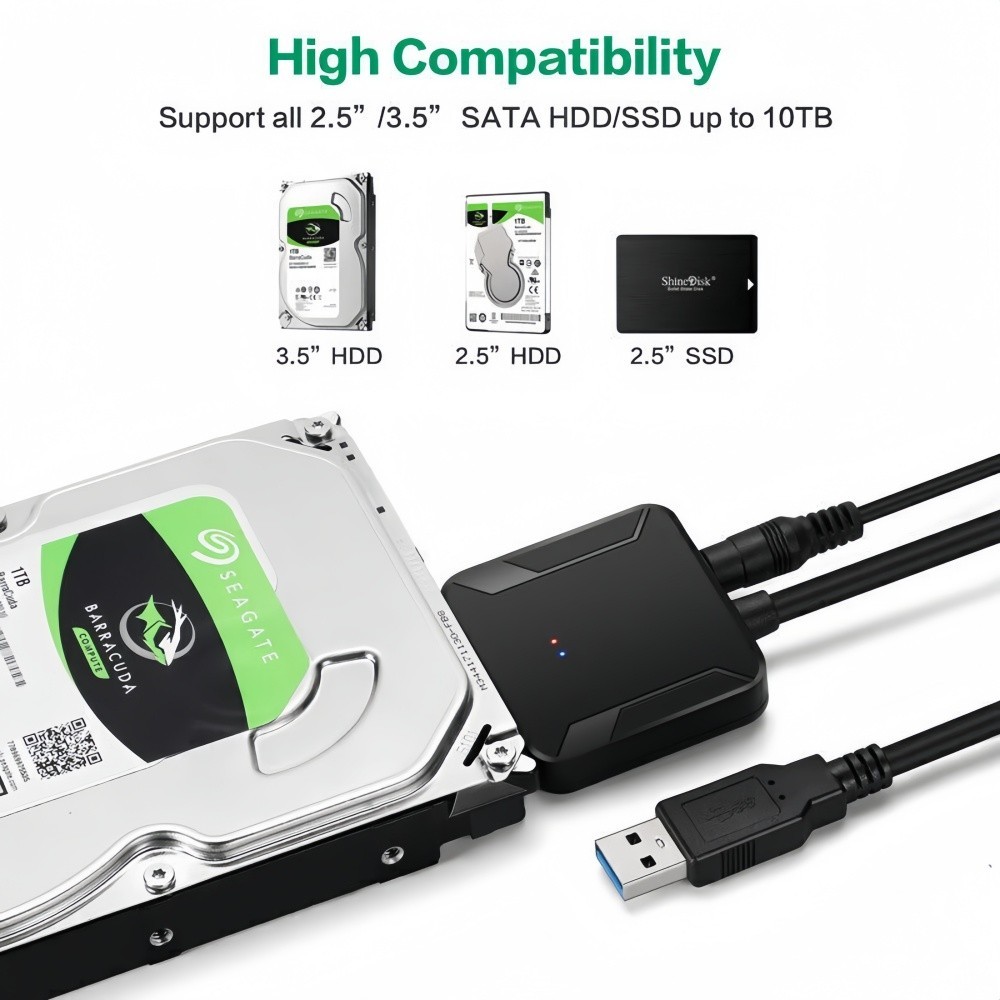 USB 3.0 to SATA III Cable Adapter Kit with 12V Power Supply for 2.5 3.5 HDD SSD
