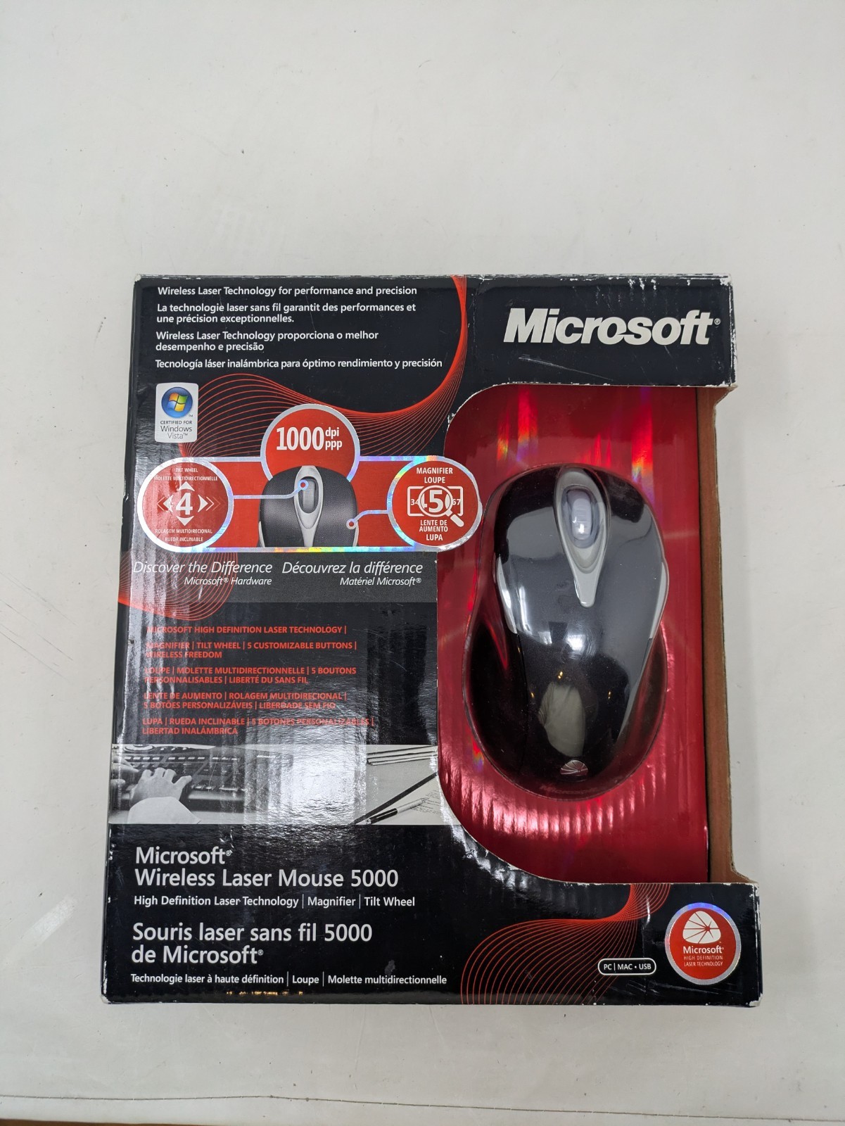 Microsoft Wireless Laser Mouse 5000 – Metallic Black