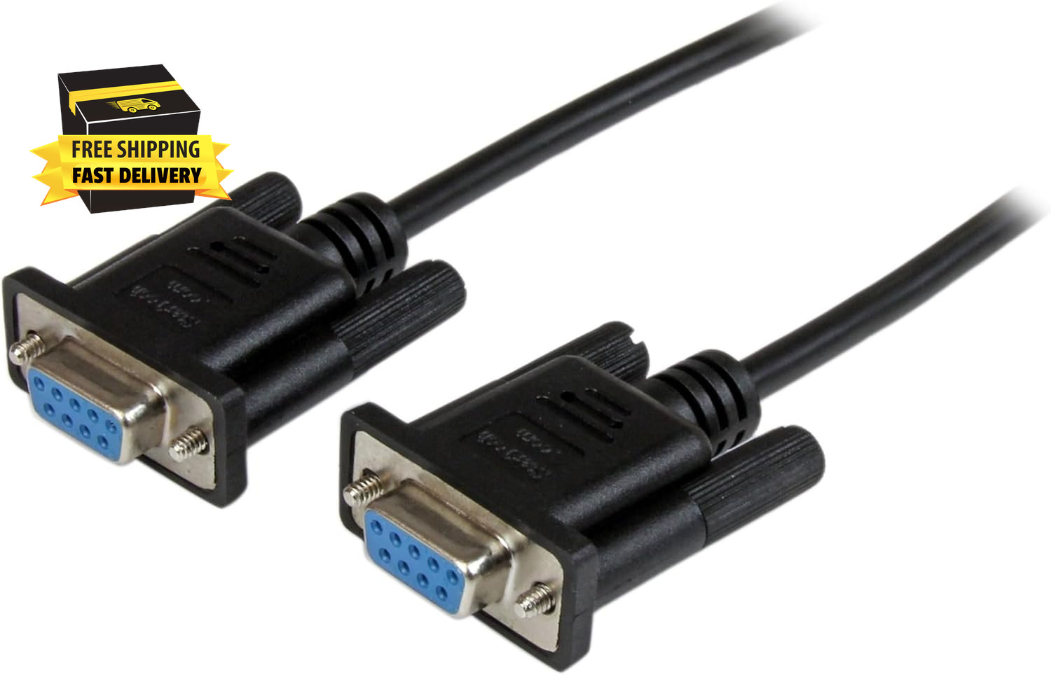 .Com 2M Black DB9 RS232 Serial Null Modem Cable F/F – DB9 Female to Female – 9 P