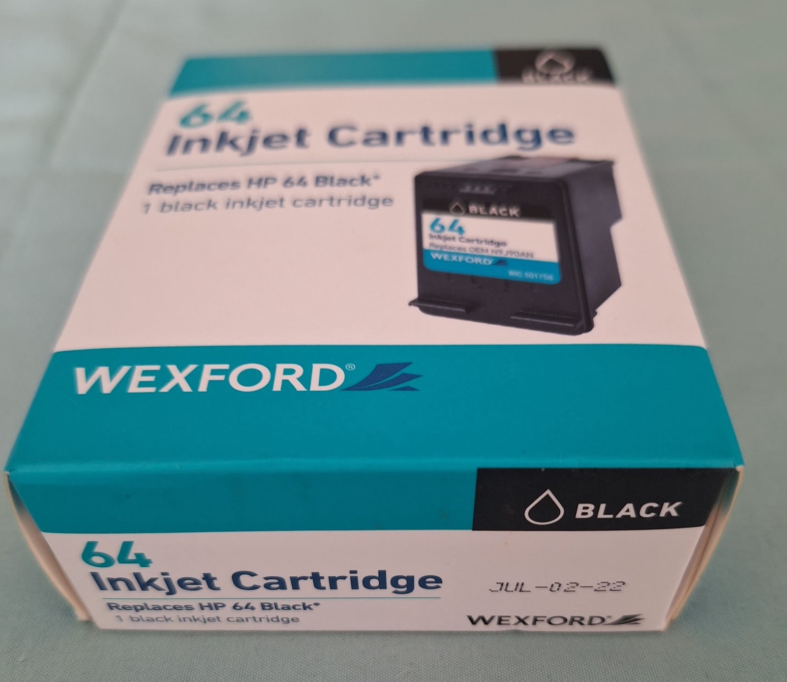 WEXFORD- BLACK INK CARTRIDGES- HP- #64 N9J90AN DATE 7/22