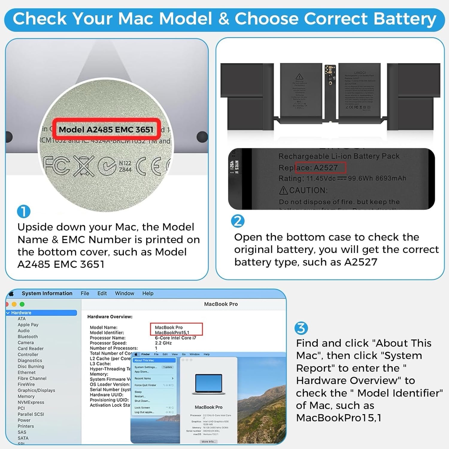 A2527 New Replacement Battery For MacBook Pro 16” A2485 (2021)