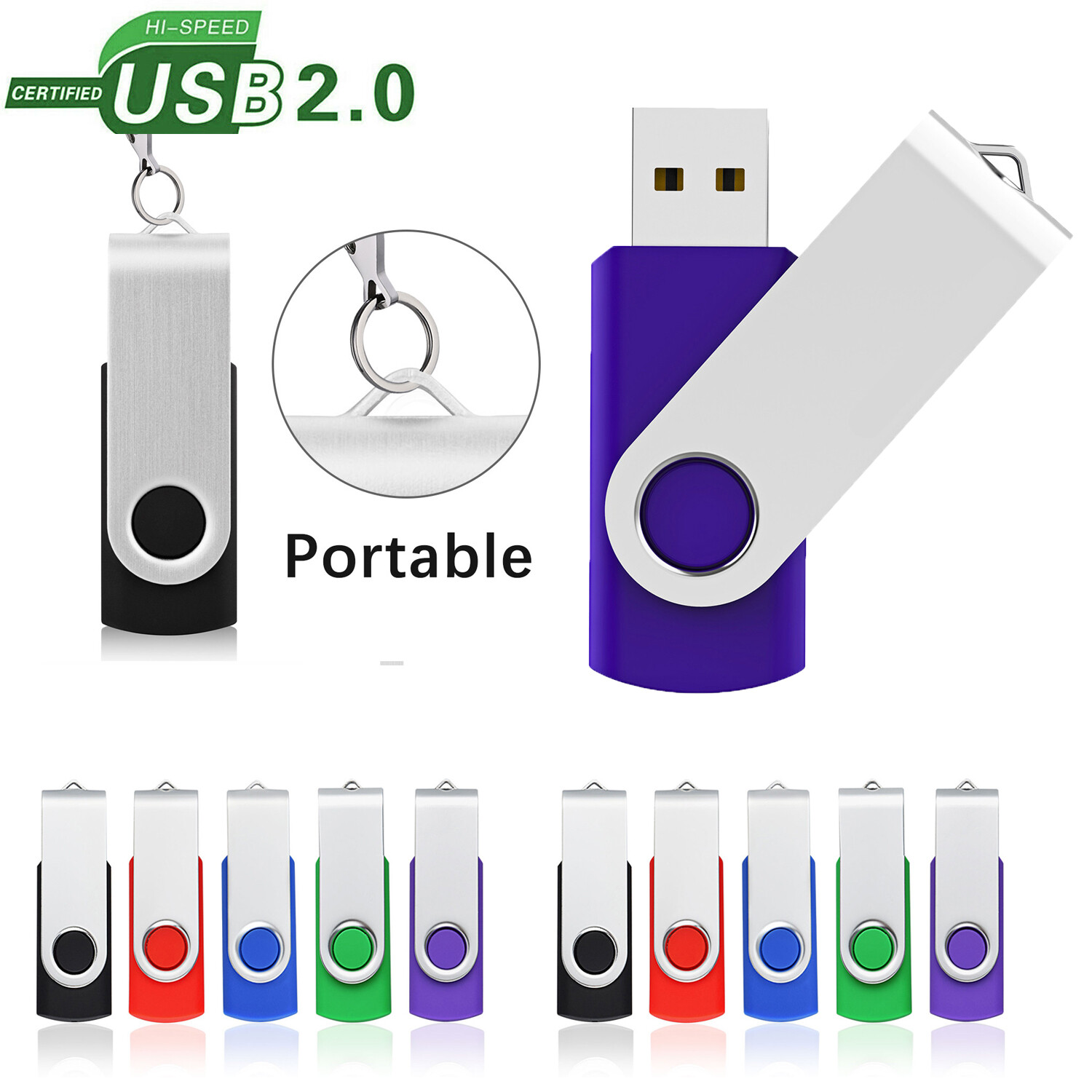 5/10Pack 1G 2G 4G 8G 16GB Swivel USB 2.0 Flash Pen Drive Folding Memory Sticks