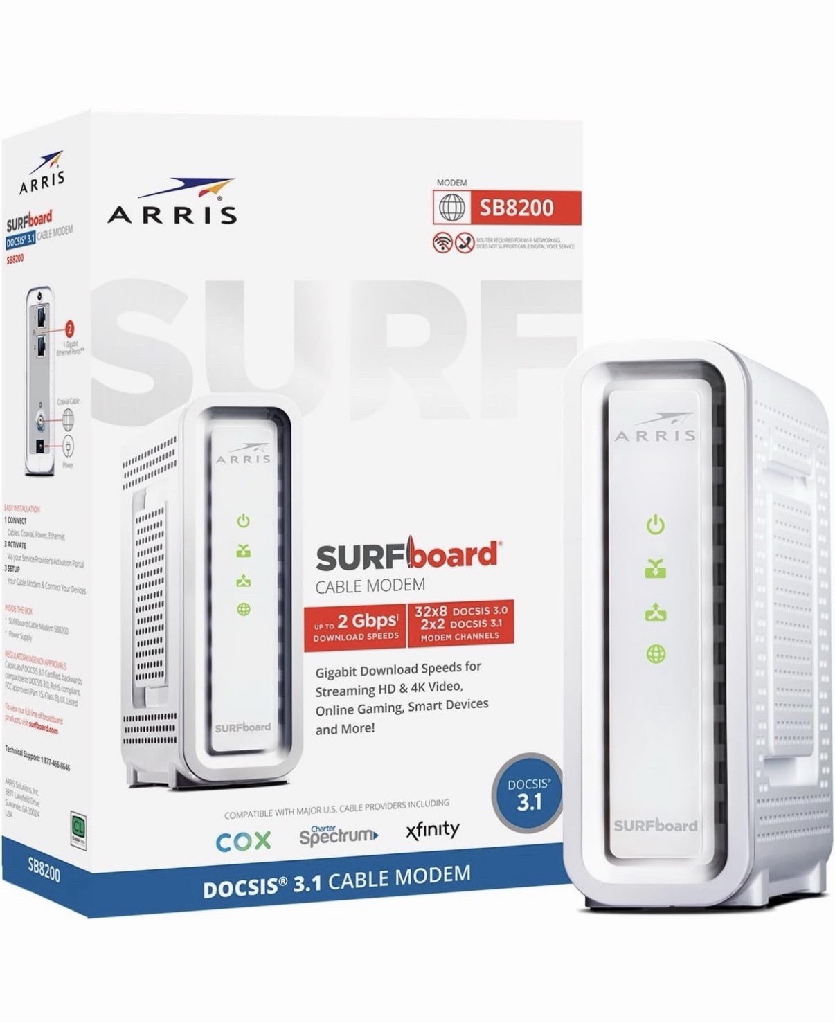 ARRIS SURFboard SB8200 DOCSIS 3.1 10 Gbps Cable Modem
