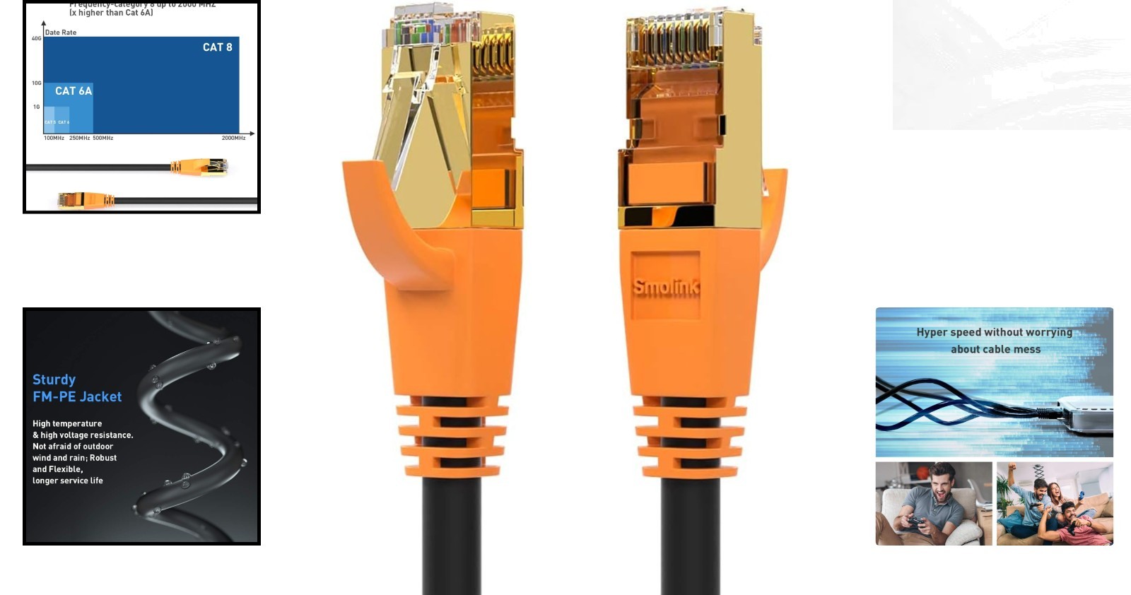 Heavy-Duty Cat 8 Ethernet Cable 1.5Ft – Shielded, Weather-Resistant Connectivity