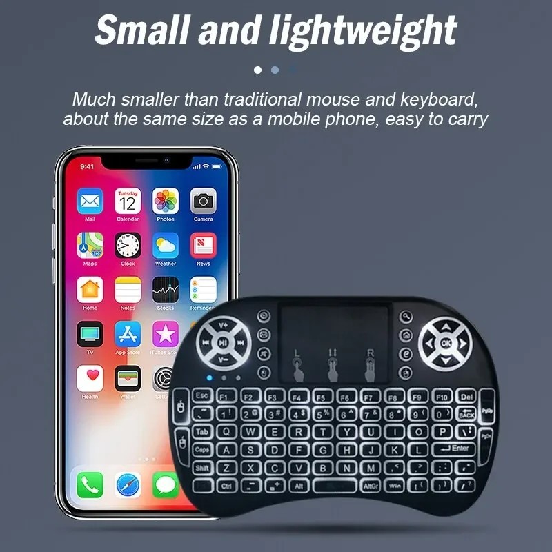 2.4gHz – Backlit Mini Wireless Handheld Keyboard Mouse Touchpad Black
