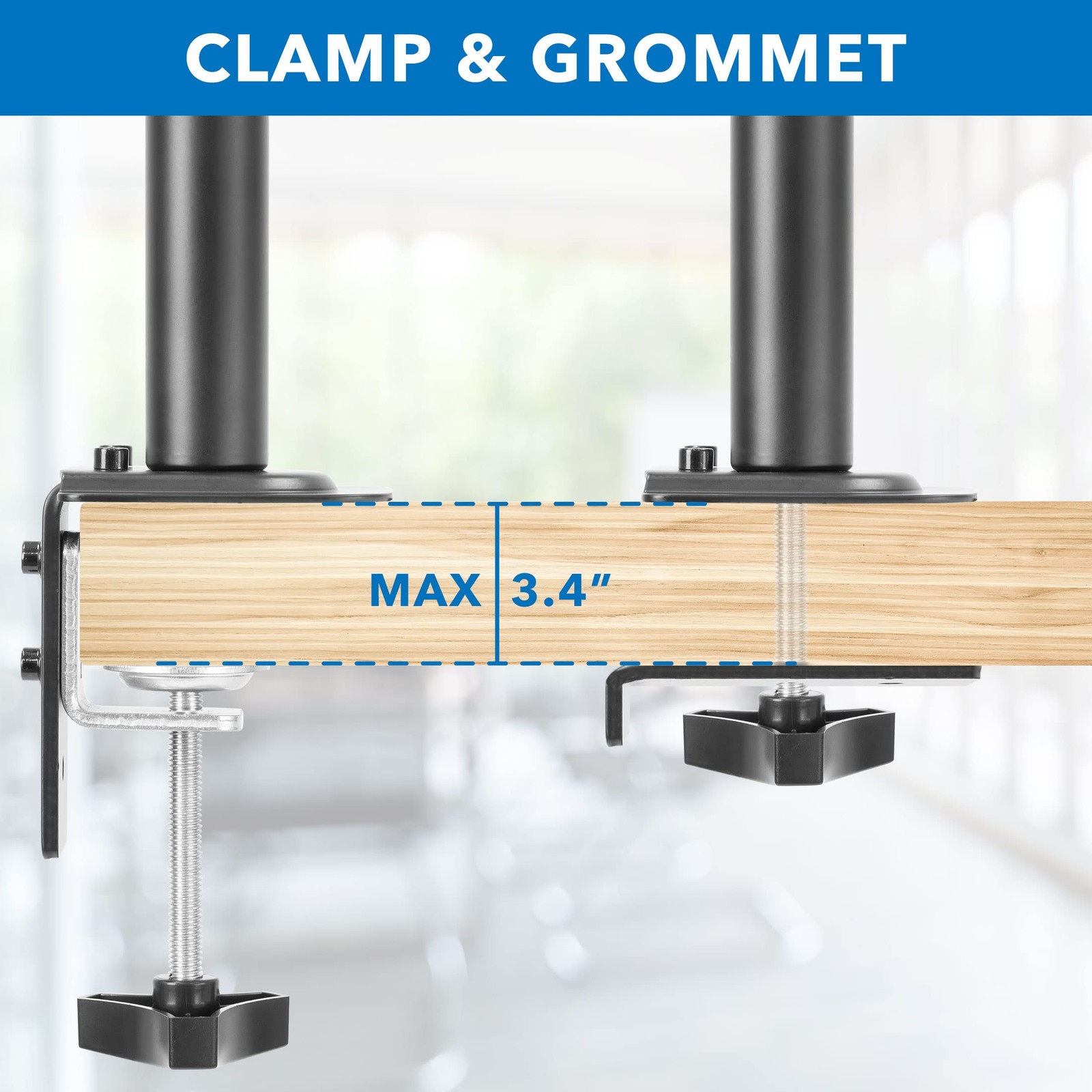 Adjustable Laptop Desk Mount Arm with Vented Tray, Fits Up to 17 Inches
