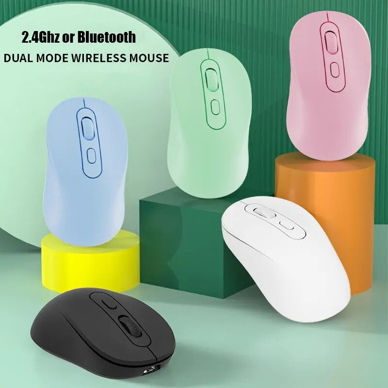 2.4Ghz Bluetooth Dual Wireless Mouse Silent Rechargeable for Laptop PC Tarvel