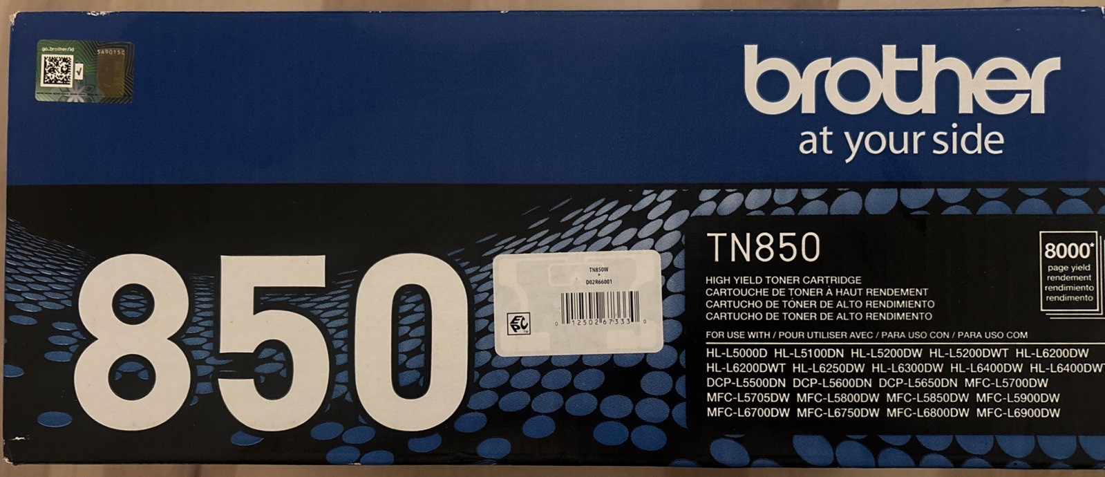 Genuine OEM Brother TN850 Black High Yield Toner Cartridge-Sealed Box NEW