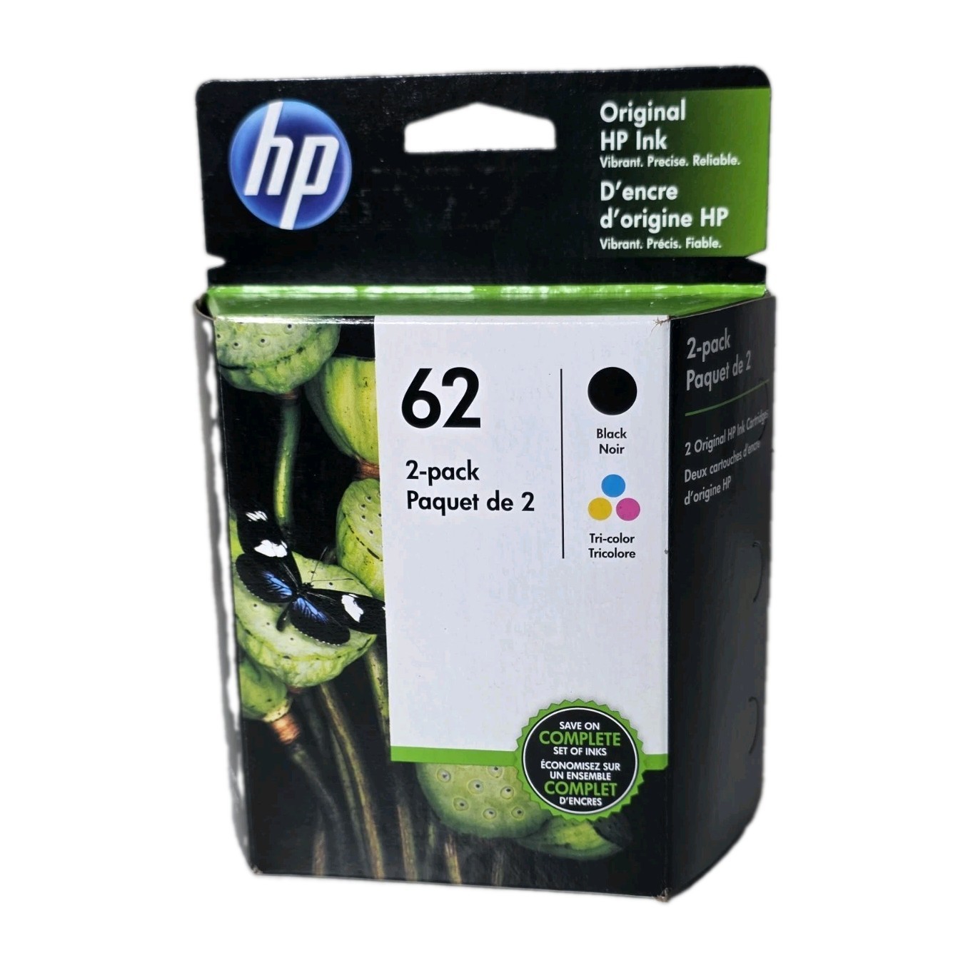 HP 62 2-pack Black Tri-color Original Ink Cartridges EXP Aug 23 New Sealed