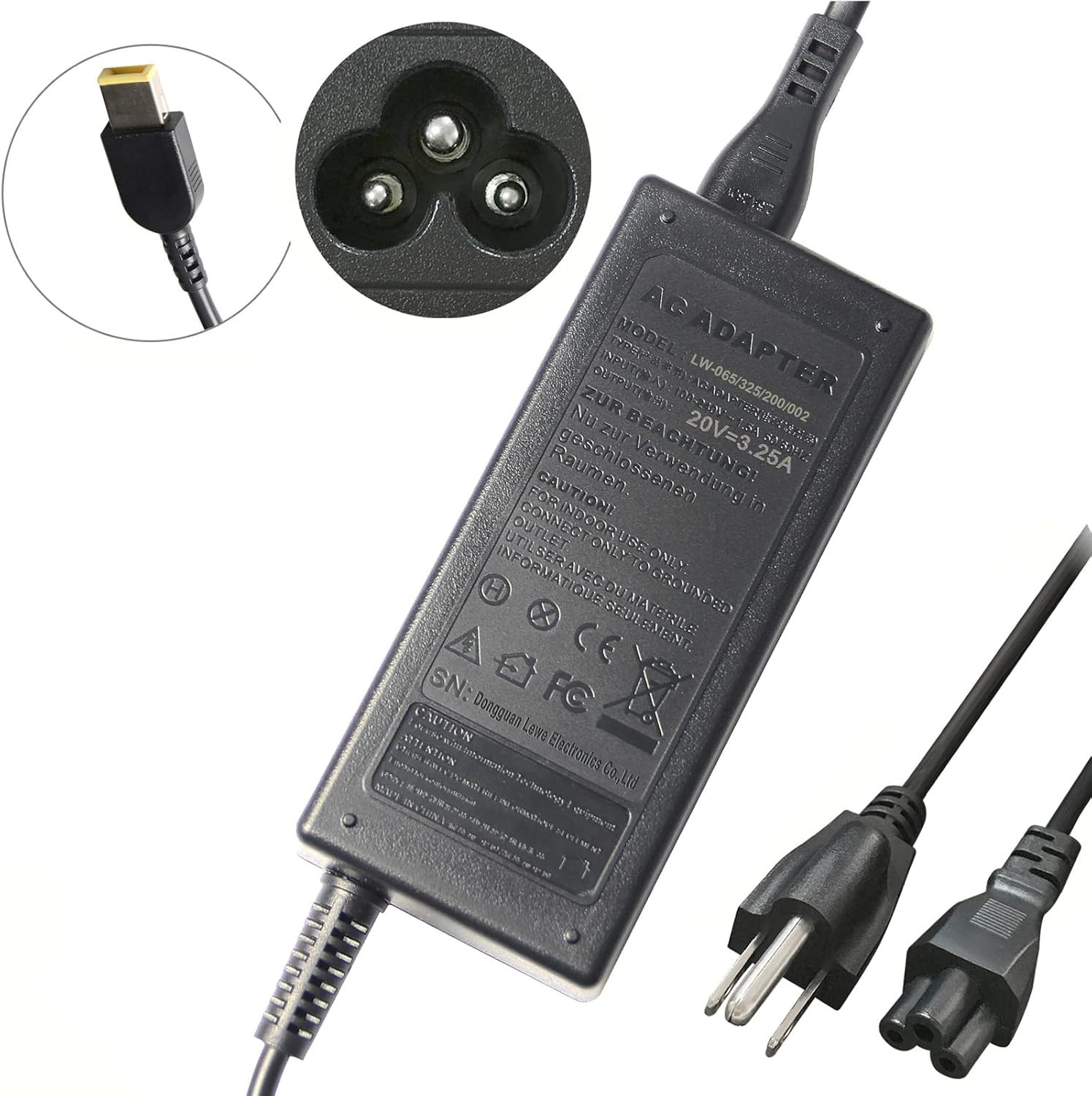 65W AC Adapter Charger For Lenovo Thinkpad X1 E431 E440 E450 E455 E531 E550 E555