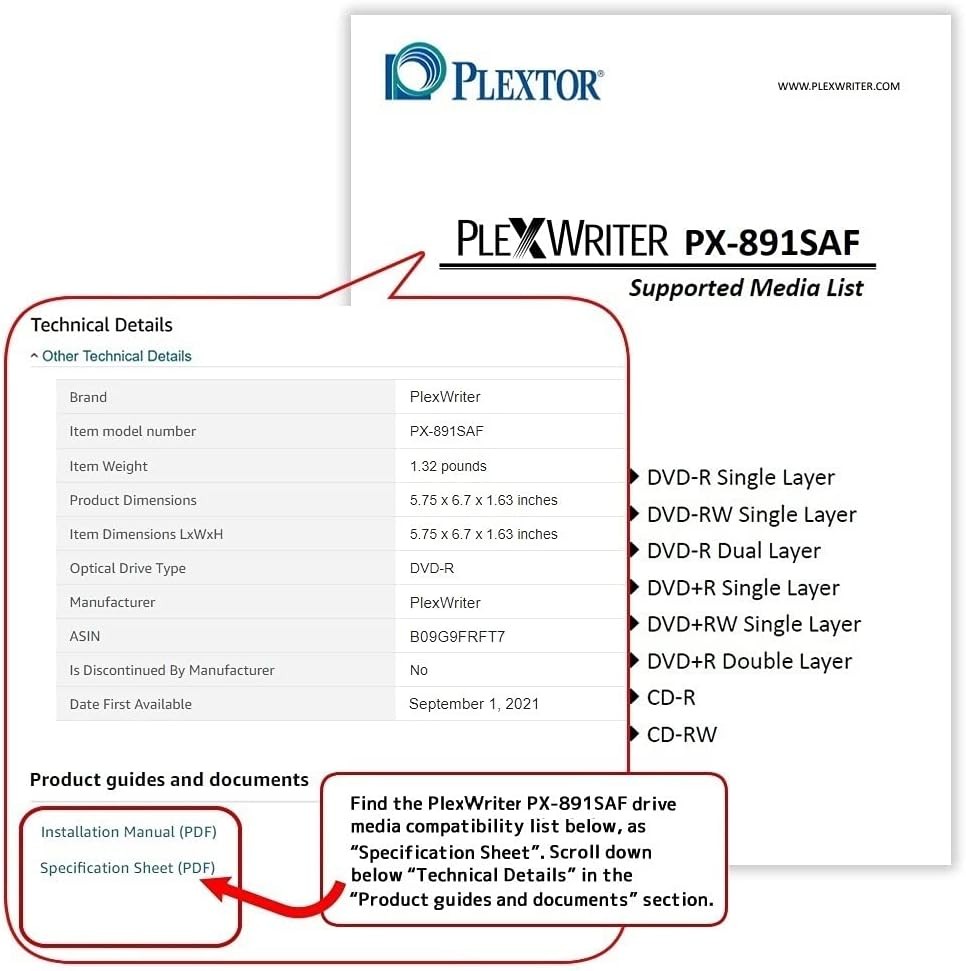 Plextor PX-891SAF 24X SATA DVD/RW Dual Layer Burner Drive Writer – Black (Bulk)