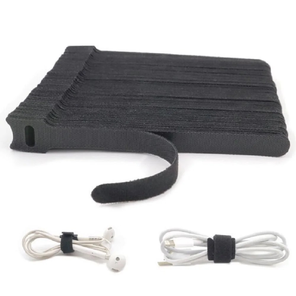 Reusable Cable Ties Hook Loop Wire Organizer Straps Nylon Cord Fastening Lot