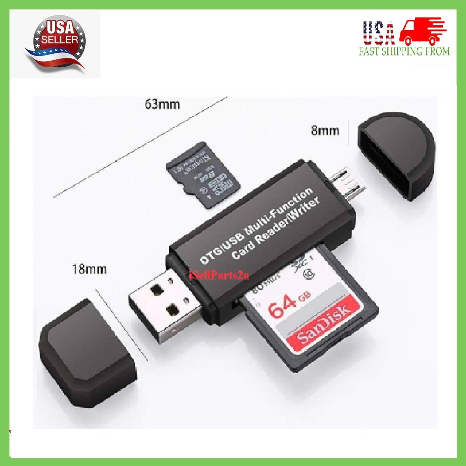 Micro USB OTG to USB 2.0 Adapter SD/Micro SD Card Reader With Standard USB Male