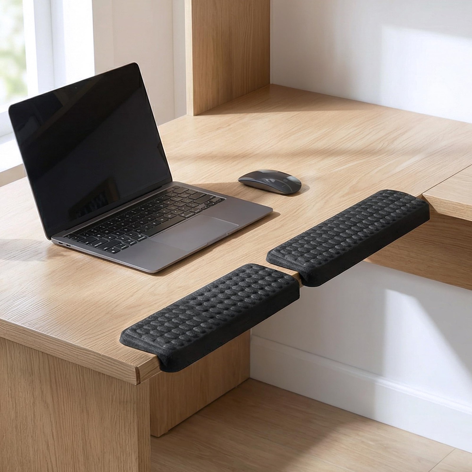 MILENTII L-Shaped Memory Foam Desk Edge Cushion (2-Pack), One-Size, Black