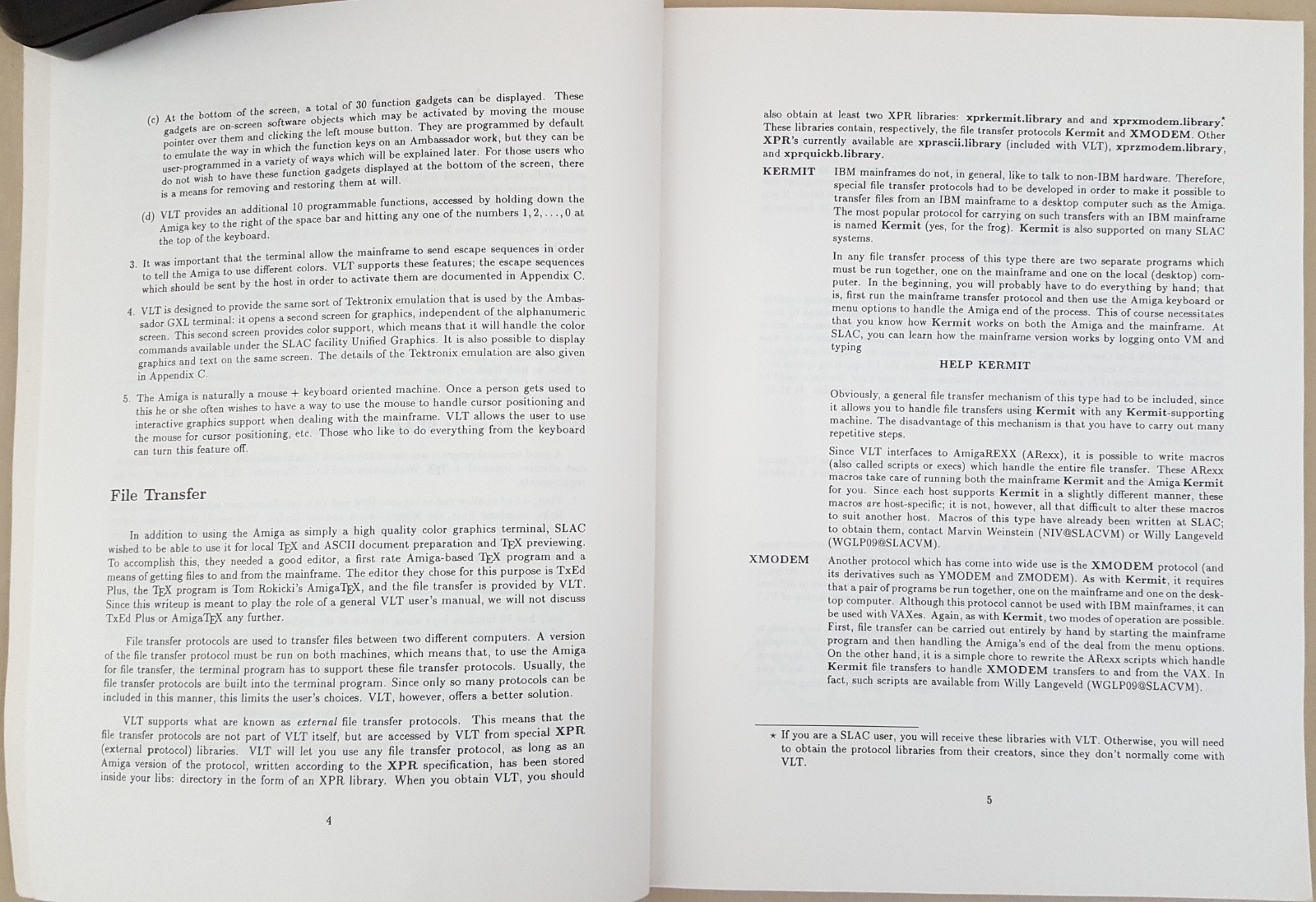 Valiant Little Terminal VLT User’s Manual Book Stanford Univ.for Commodore Amiga