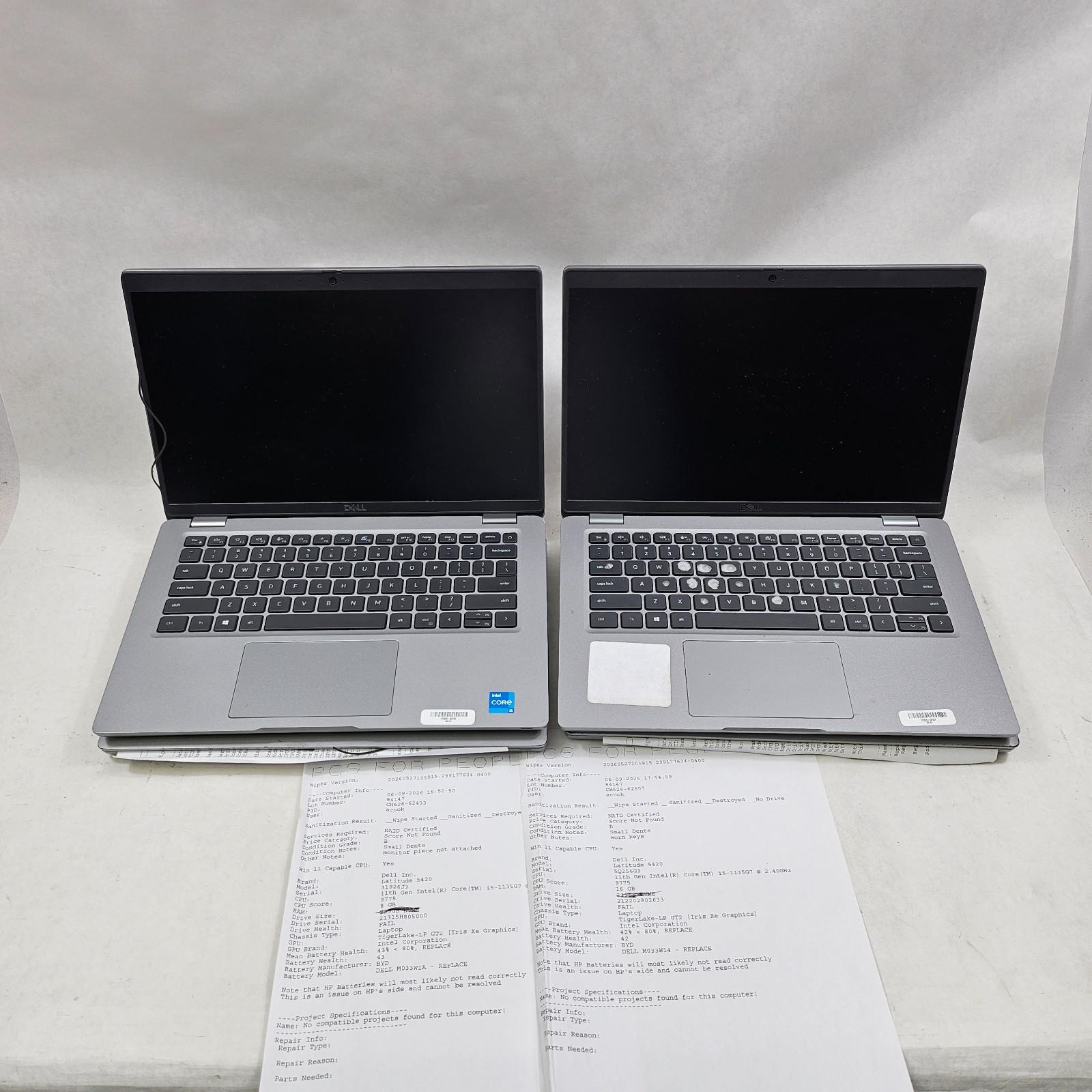 Lot of 10 Dell Latitude 5420 Intel Core i5 1135G7 @ 2.40GHz 8 / 16GB RAM *Read