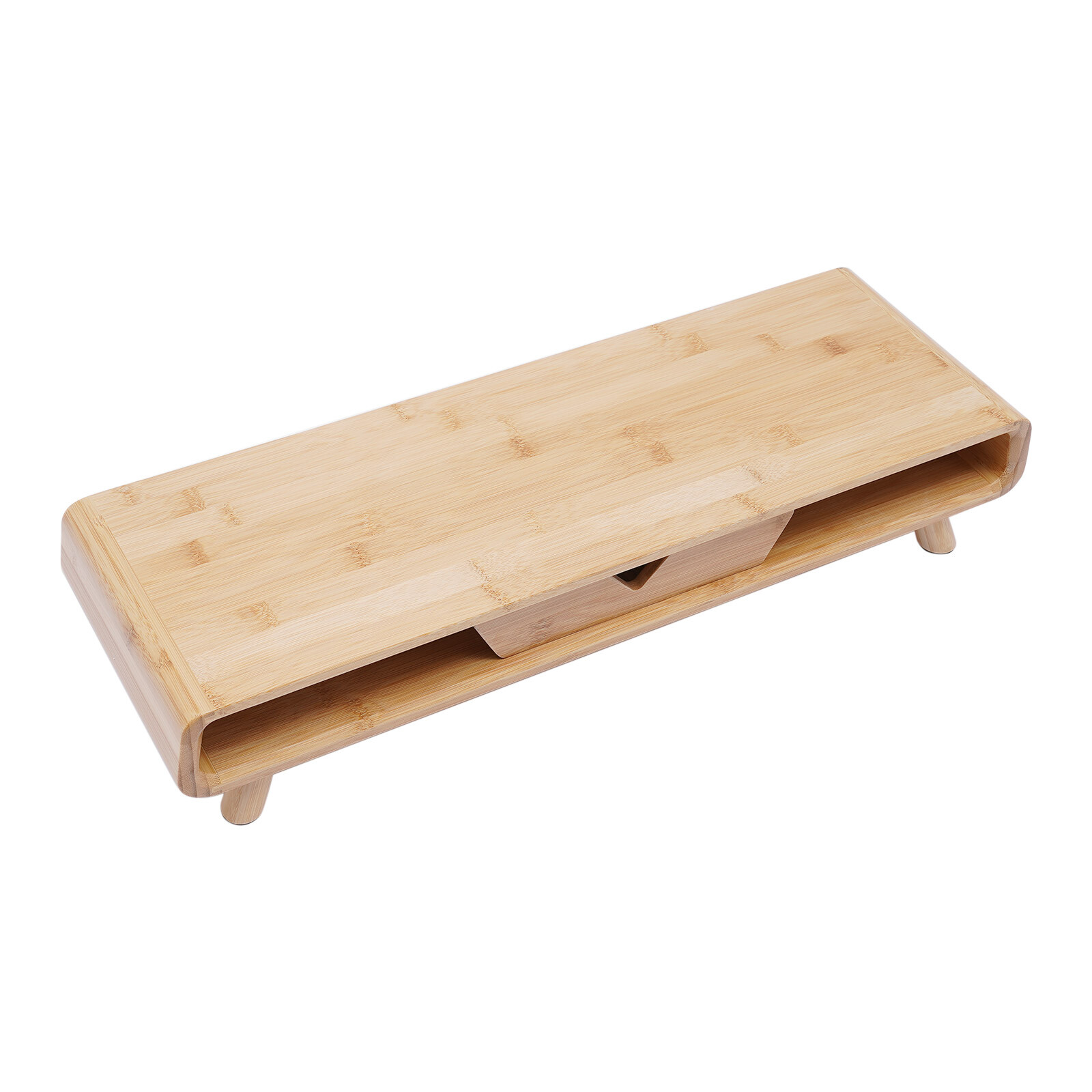 Bamboo Monitor Stand With Drawer & Back Baffle 4.5in Height Riser